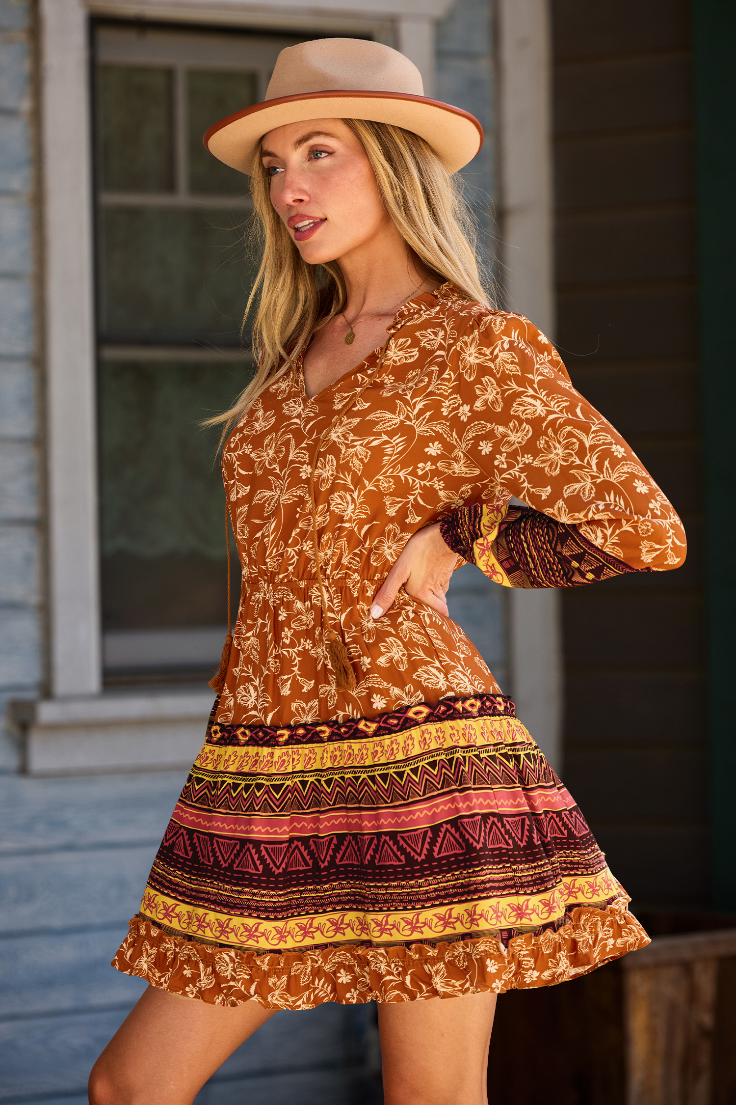 Sunset Blooms Floral Mini Dress