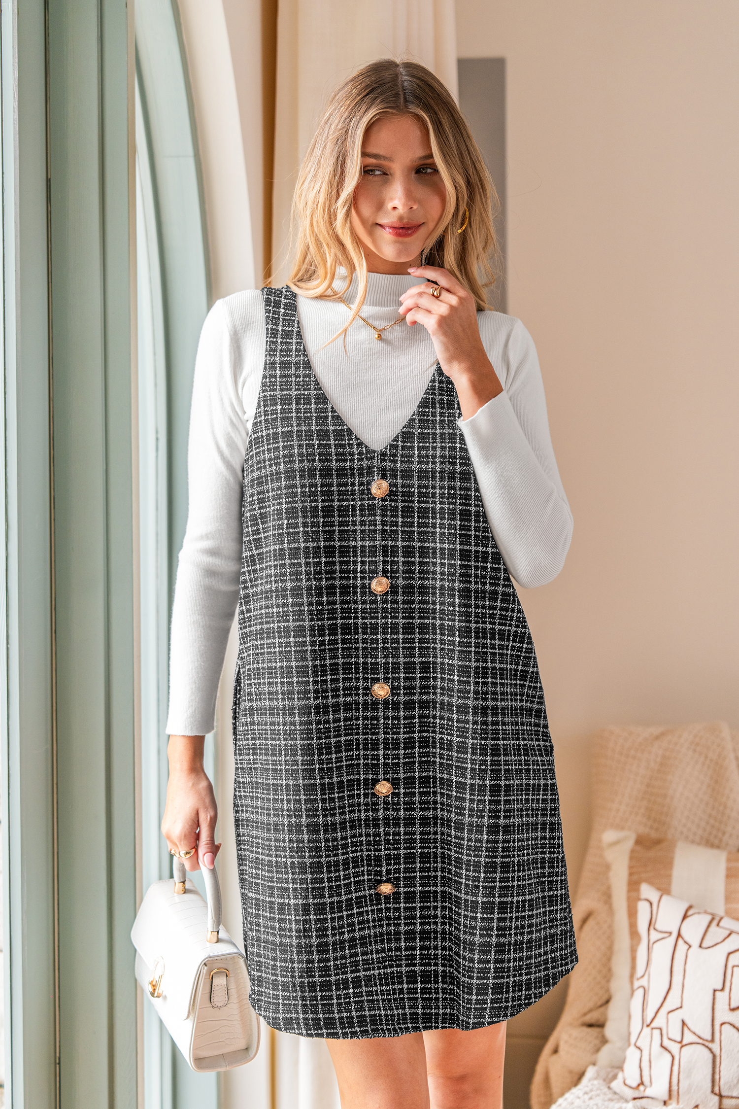 Cupshe Prim & Proper Plaid Mini Dress In Multi