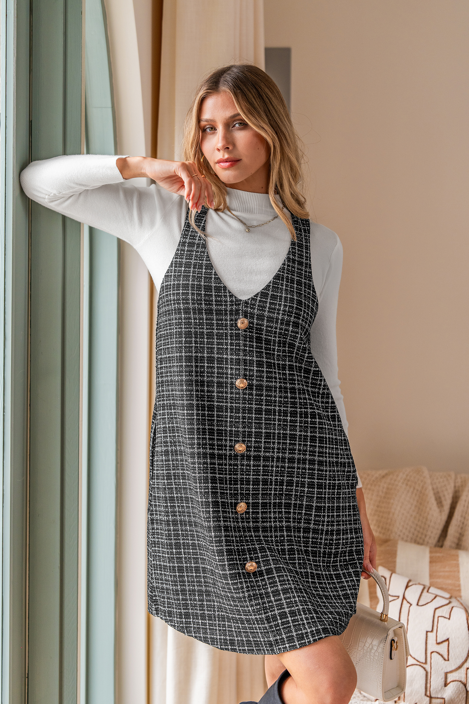 Cupshe Prim & Proper Plaid Mini Dress In Multi