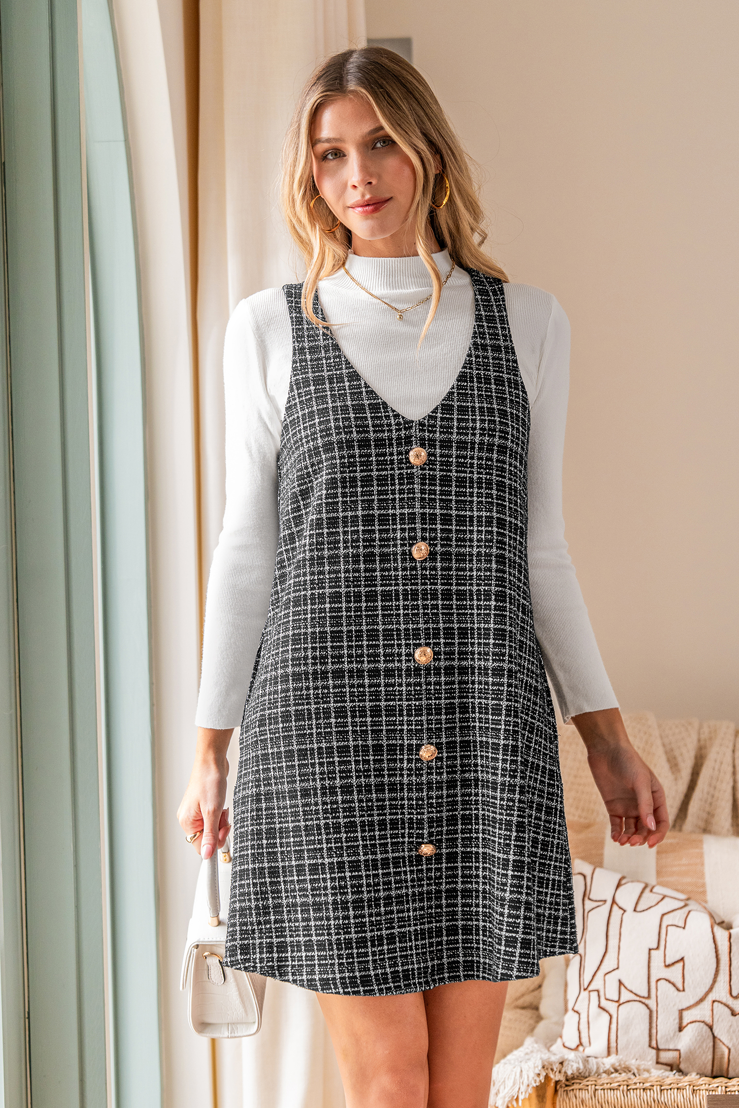 Cupshe Prim & Proper Plaid Mini Dress In Multi