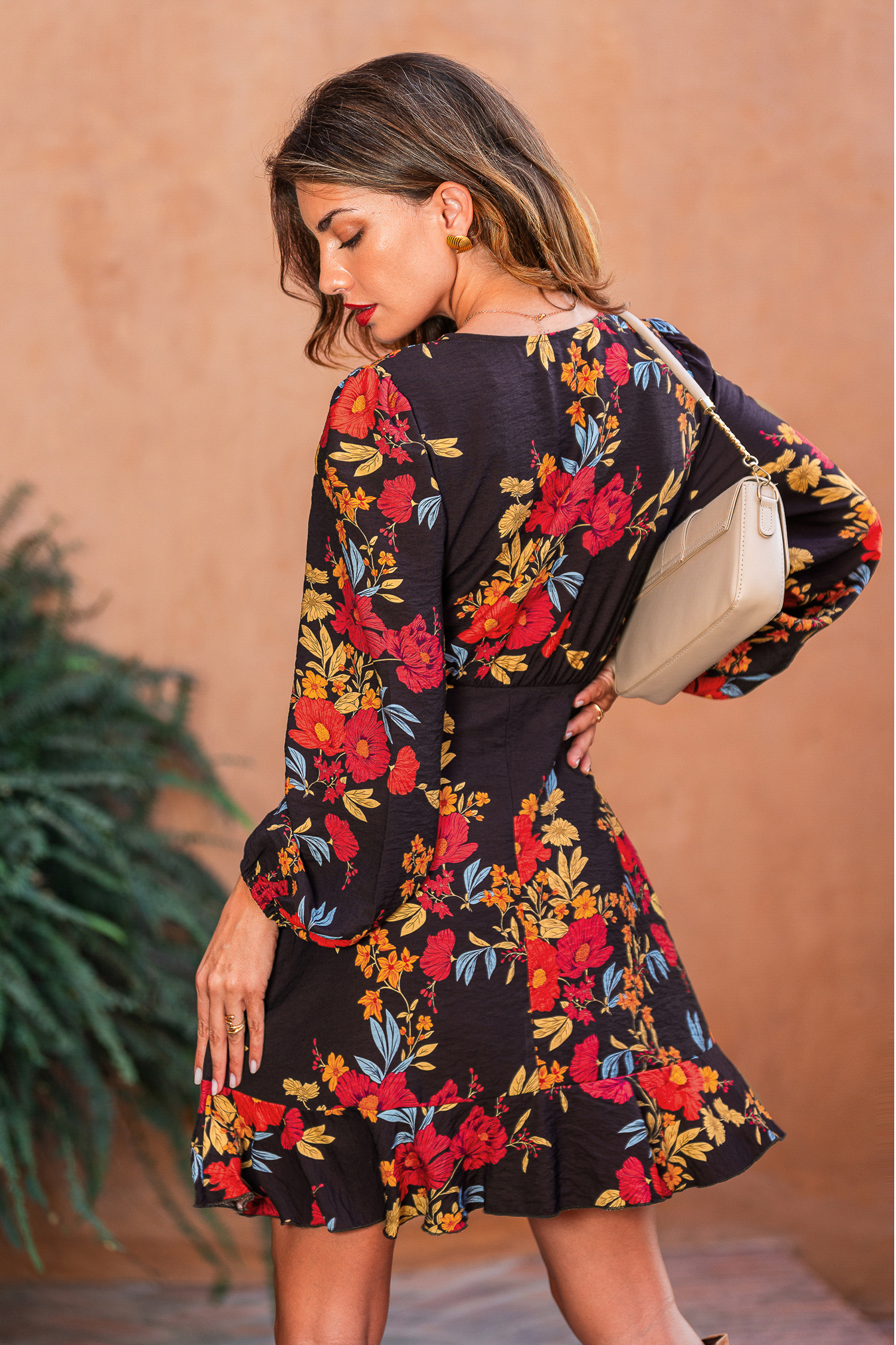 Cupshe Heart To Heart Floral Mini Dress In Brown