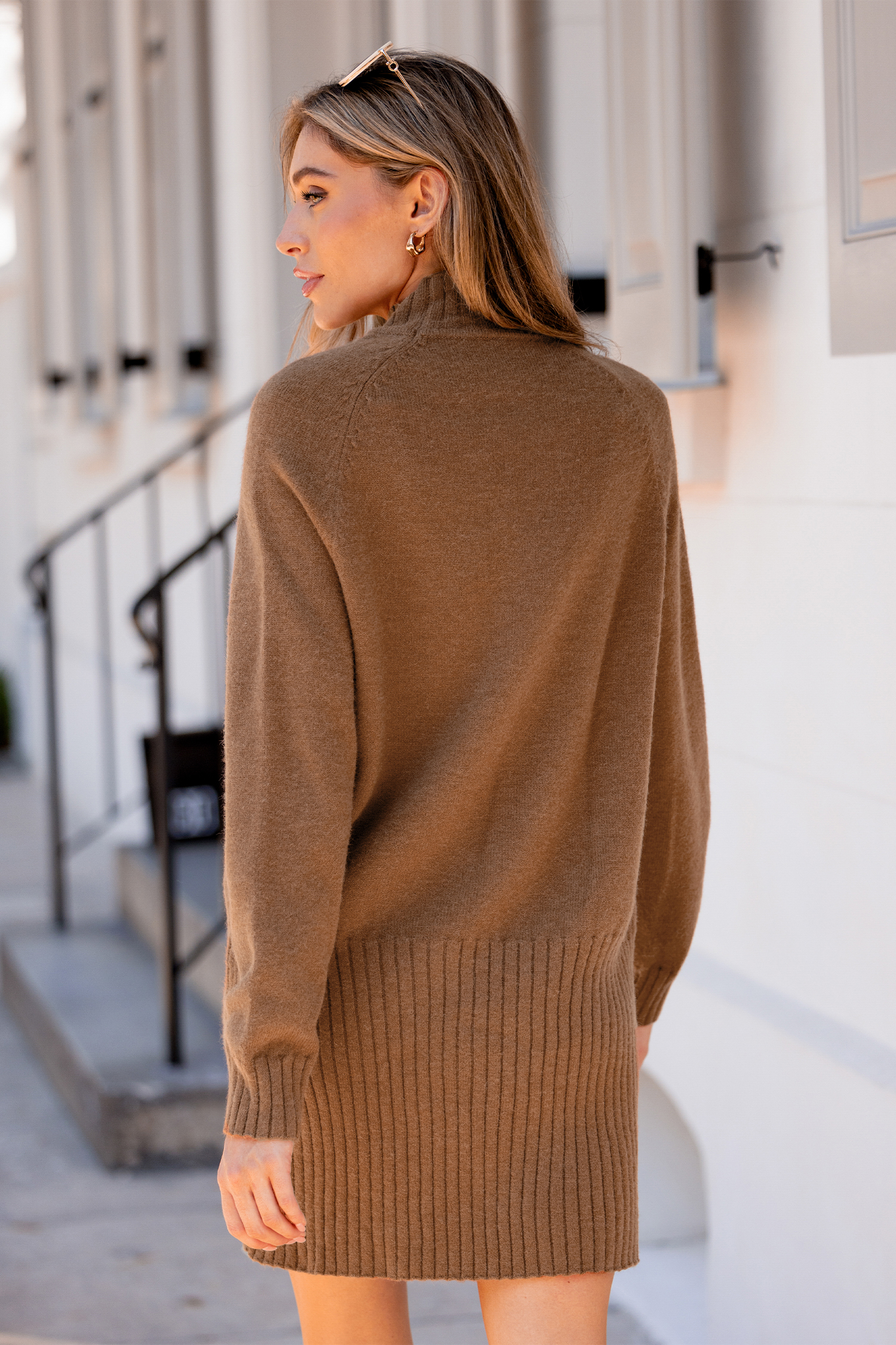 Cupshe Cocoa Mood Brown Sweater Dress