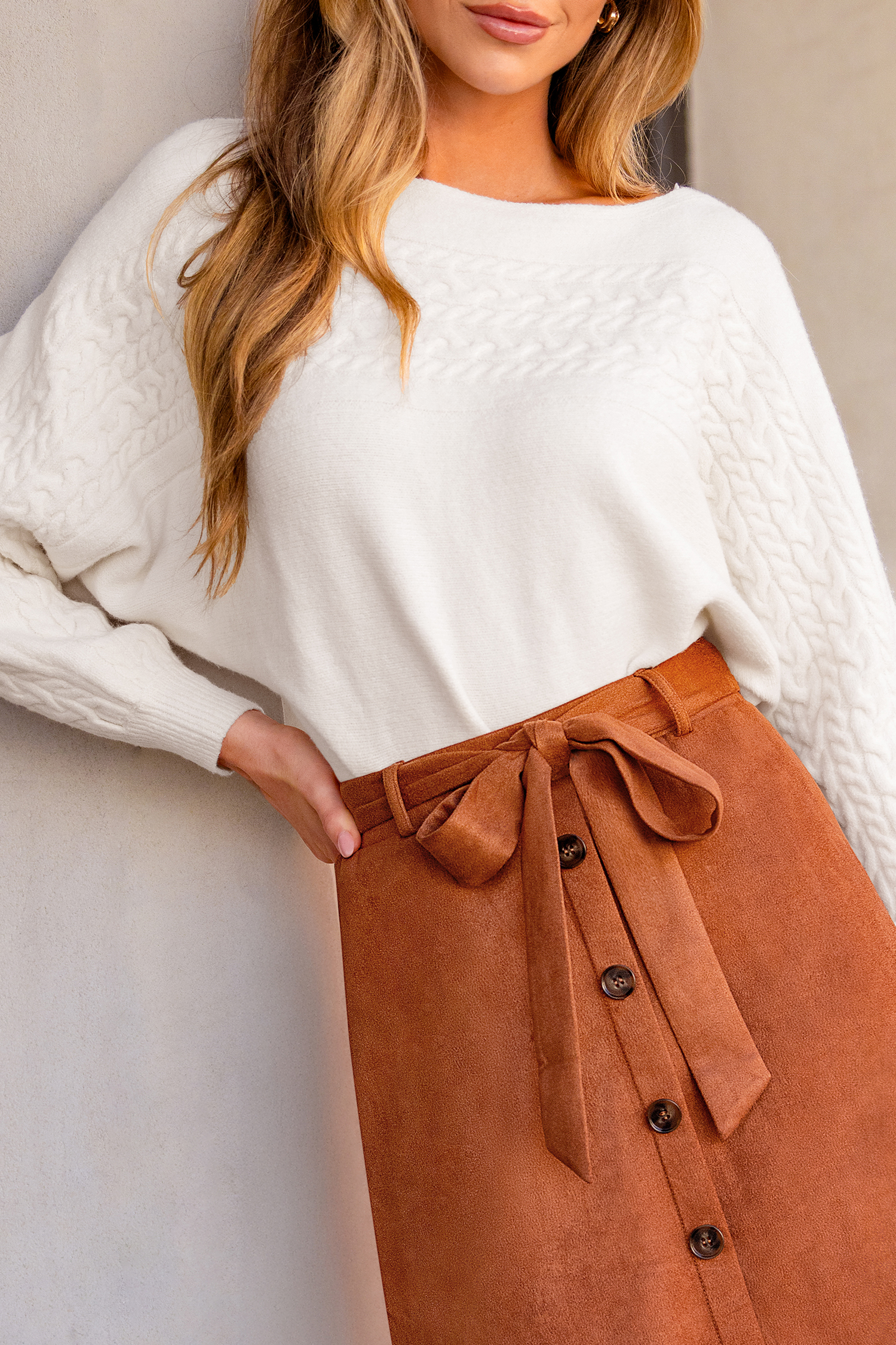 Cupshe Eastside Brown Midi Skirt