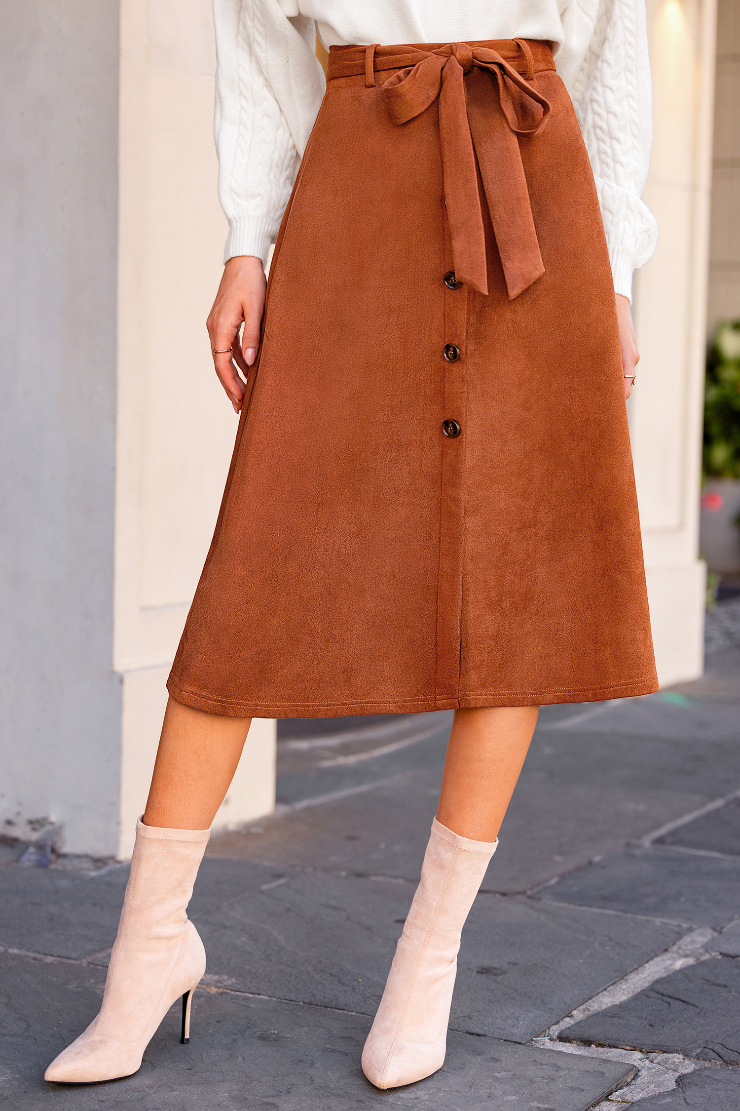 Cupshe Eastside Brown Midi Skirt