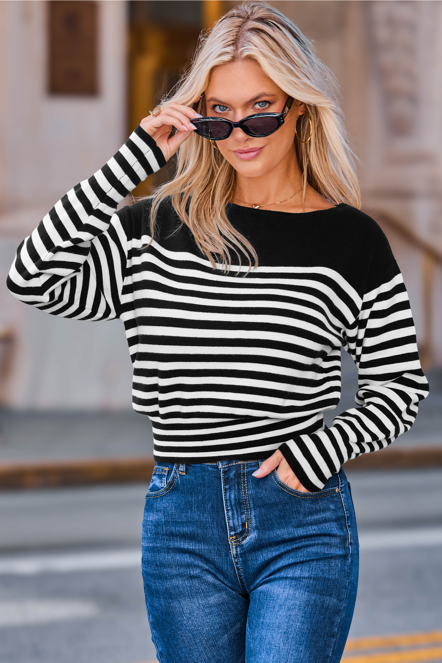 Cupshe Never Too Late Striped Sweater