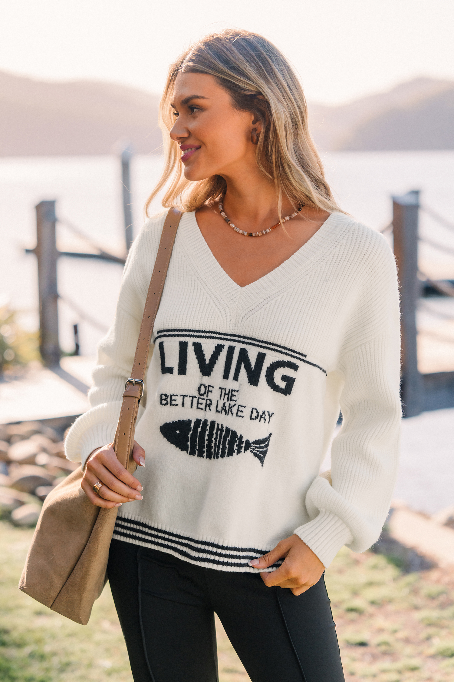 Cupshe Catch Of The Day Sweater Two-toned Sweater
