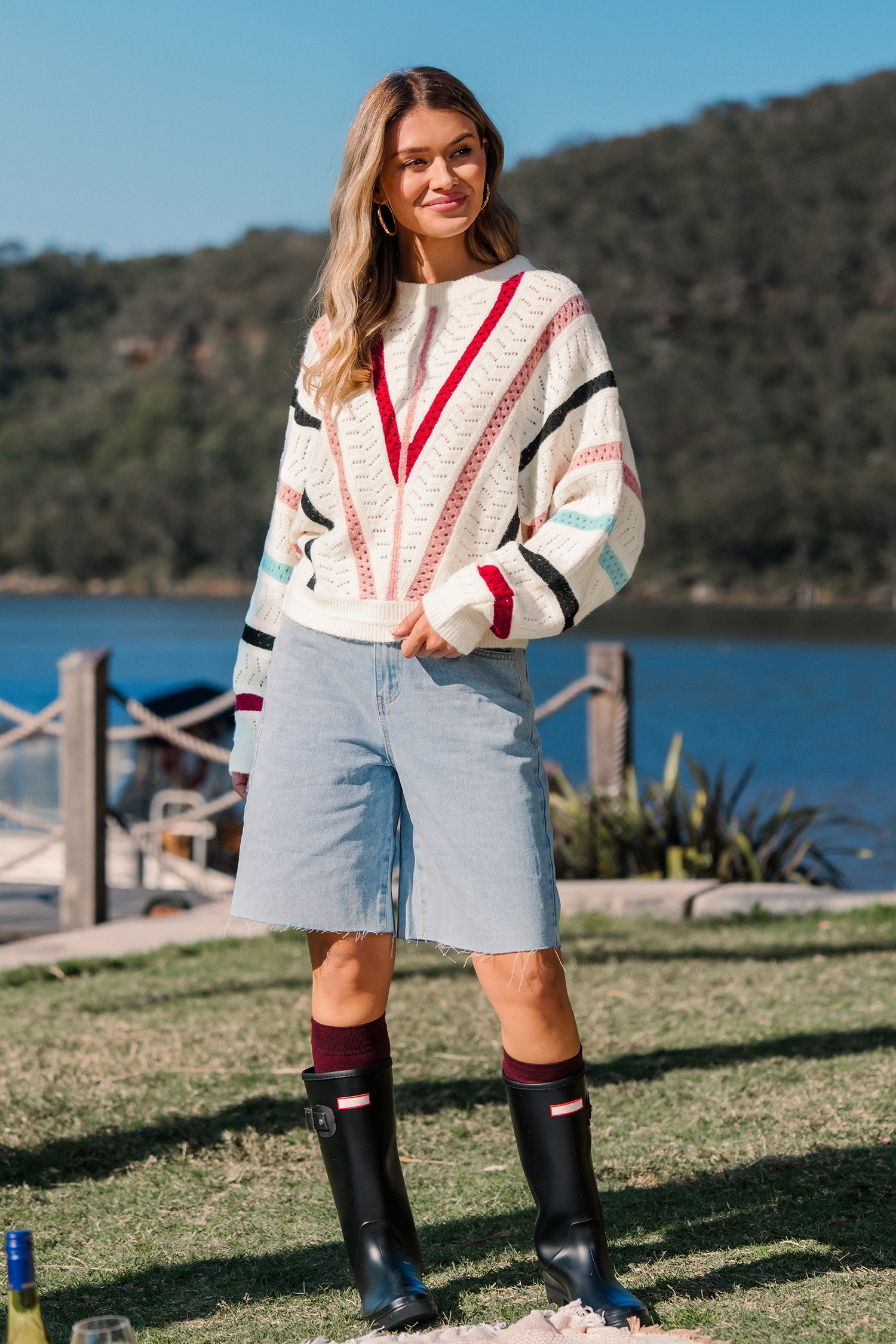 Cupshe Vivid Spectrum Colorblock Sweater In White