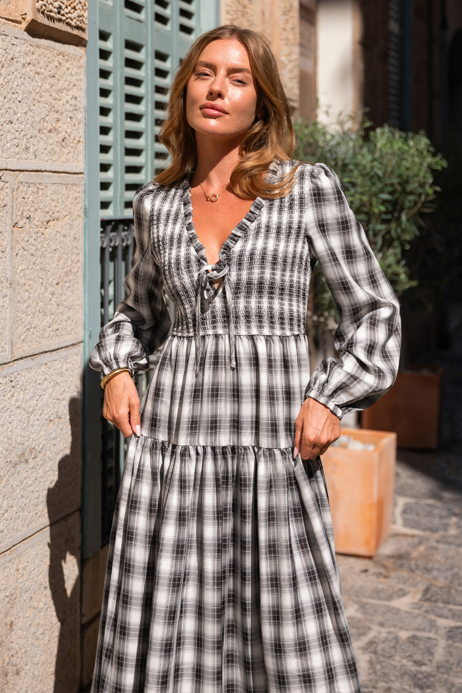 Cupshe Honey & Thyme Plaid Maxi Dress In Multi