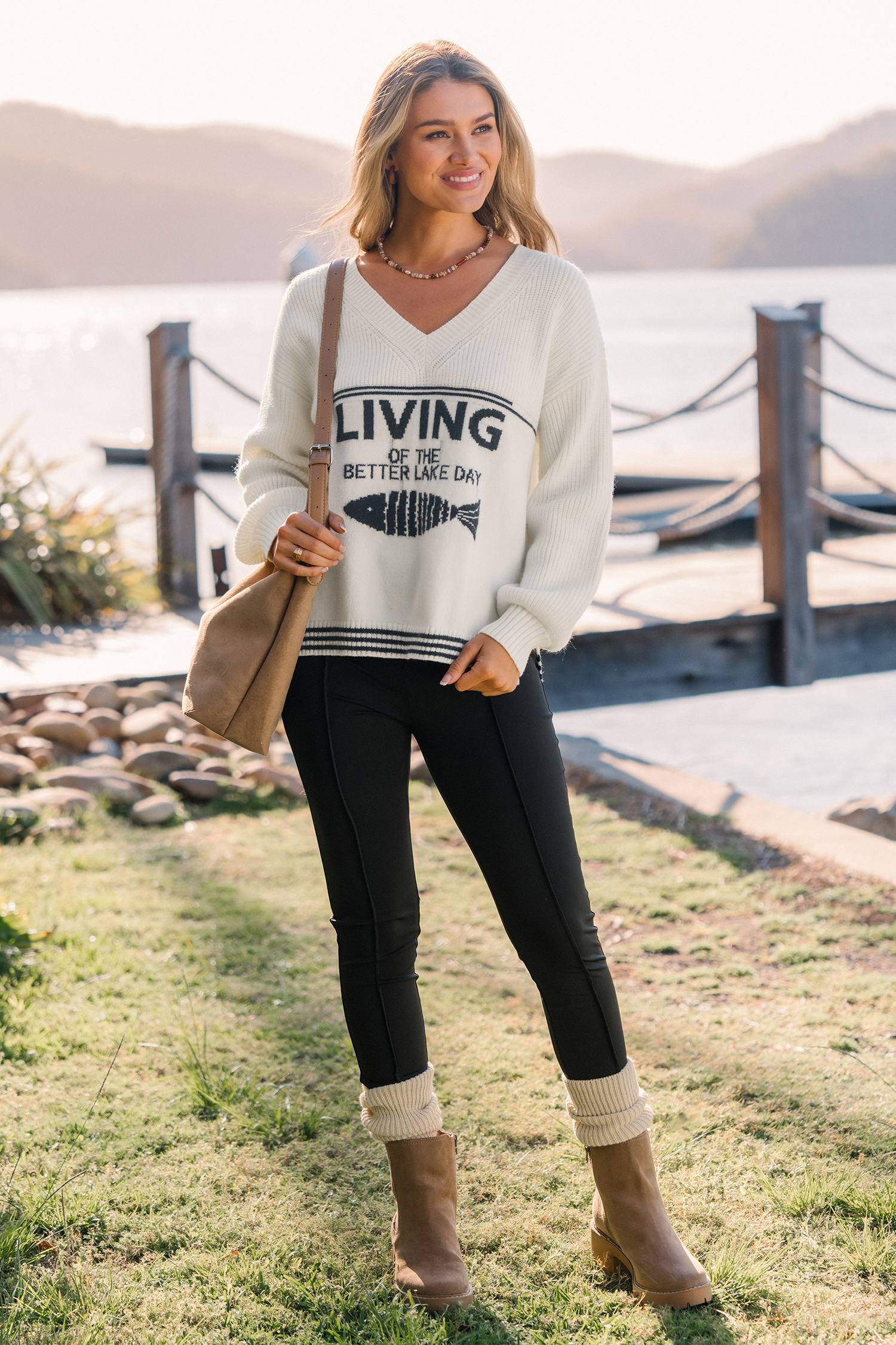 Cupshe Catch Of The Day Sweater Two-toned Sweater