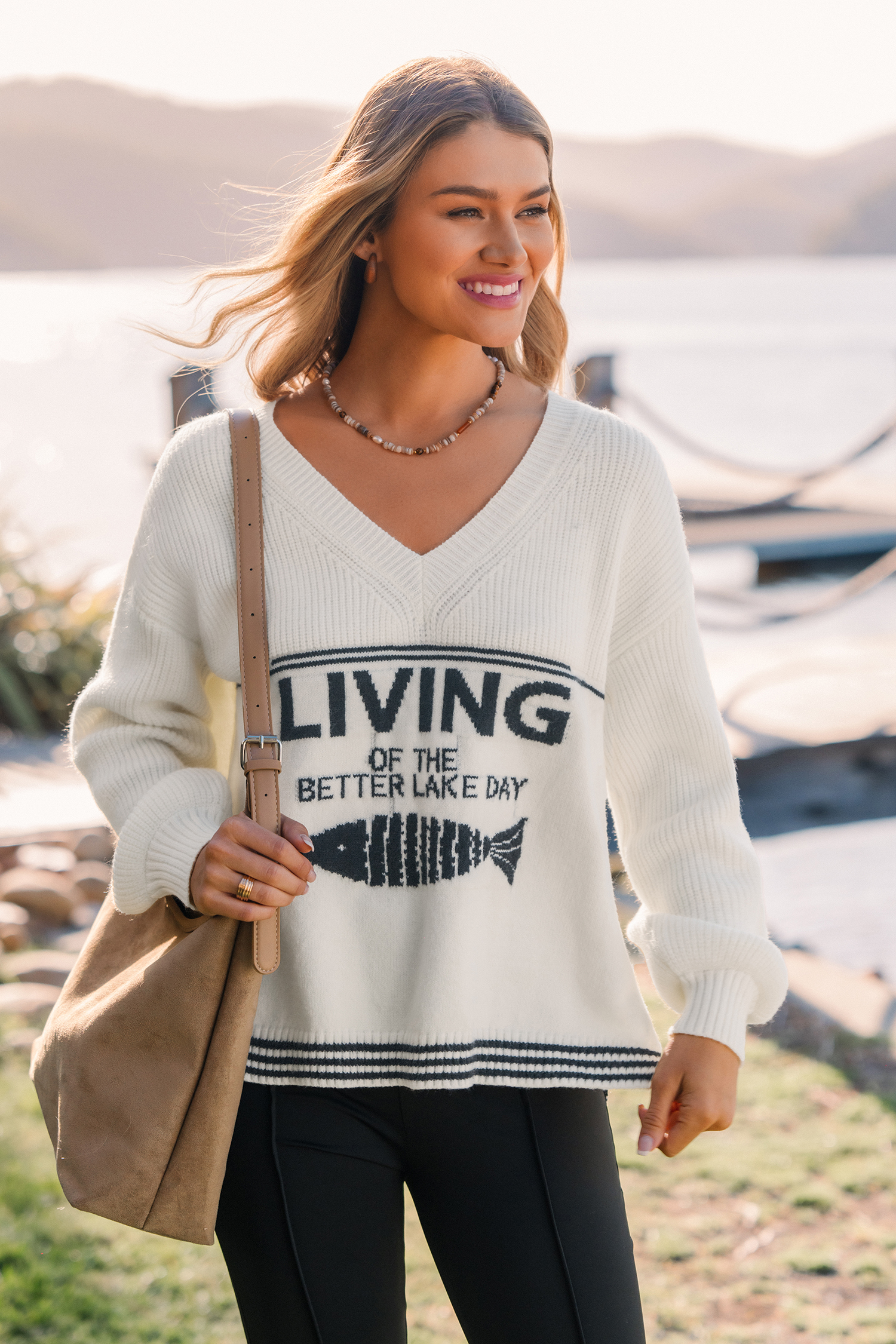 Cupshe Catch Of The Day Sweater Two-toned Sweater