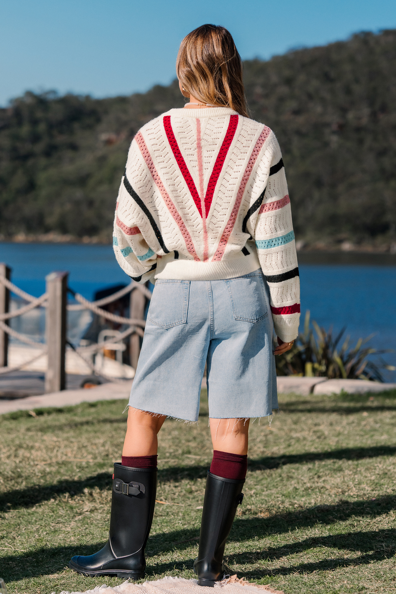 Cupshe Vivid Spectrum Colorblock Sweater In White