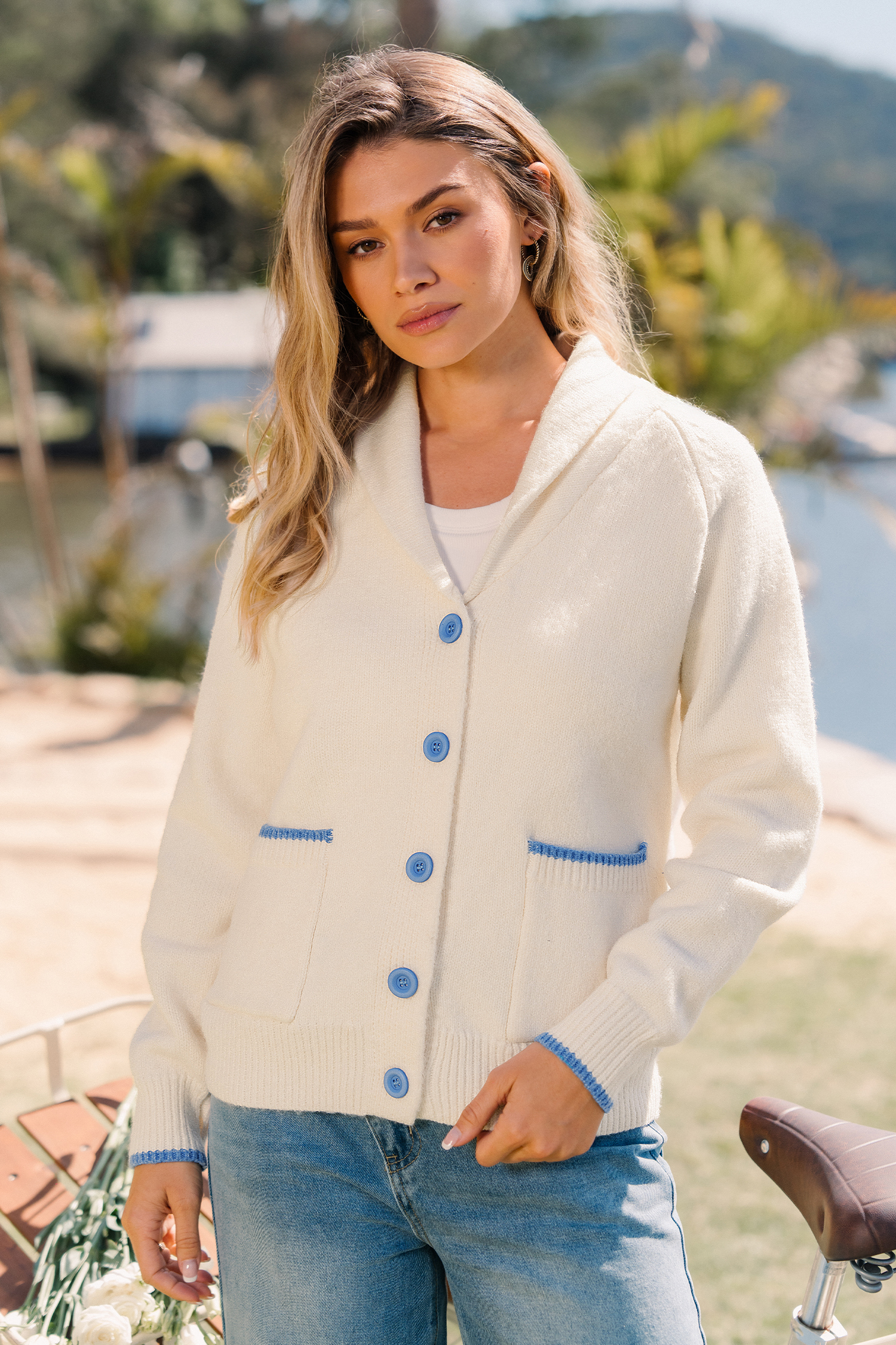 Cupshe Maine Bay Cream Sweater