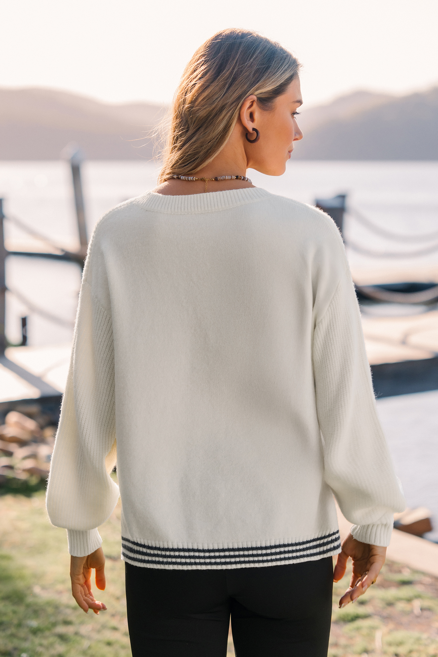 Cupshe Catch Of The Day Sweater Two-toned Sweater