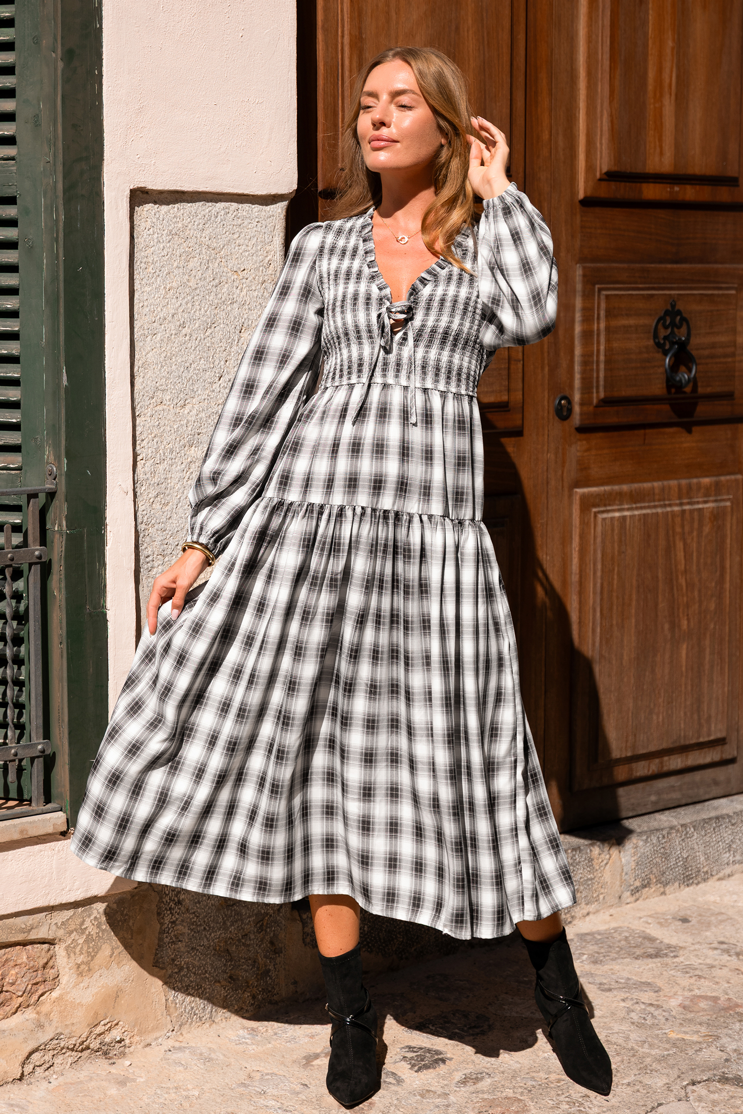 Cupshe Honey & Thyme Plaid Maxi Dress In Multi