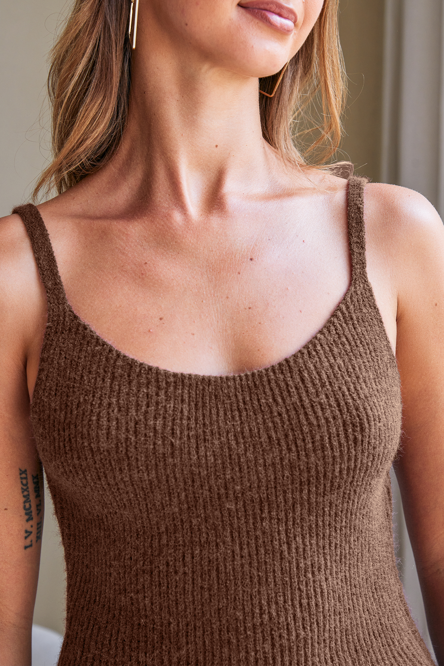 Cupshe Go Girl Brown Midi Sweater Dress