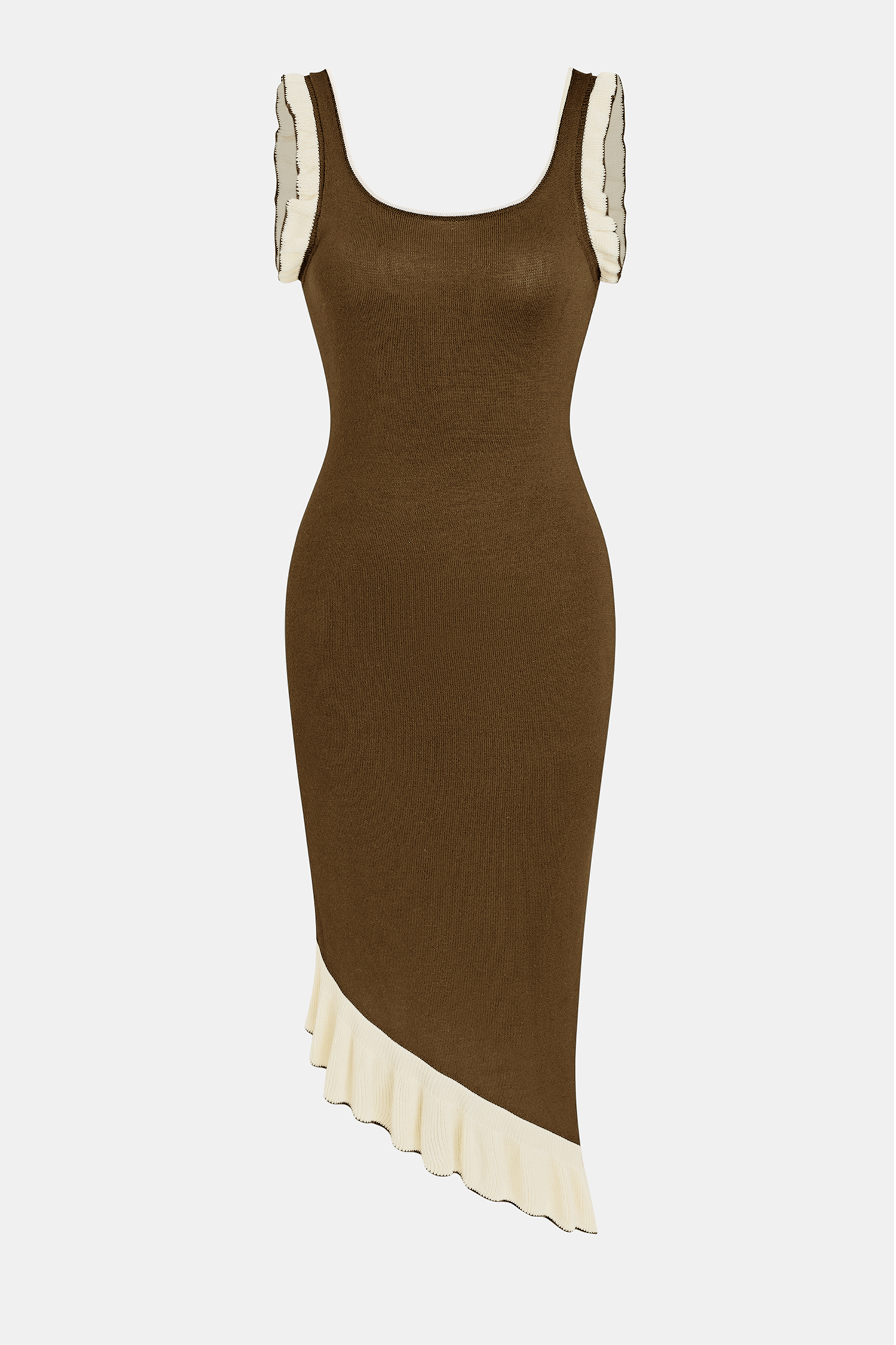 Cupshe Last Call Brown Midi Sweater Dress In Green