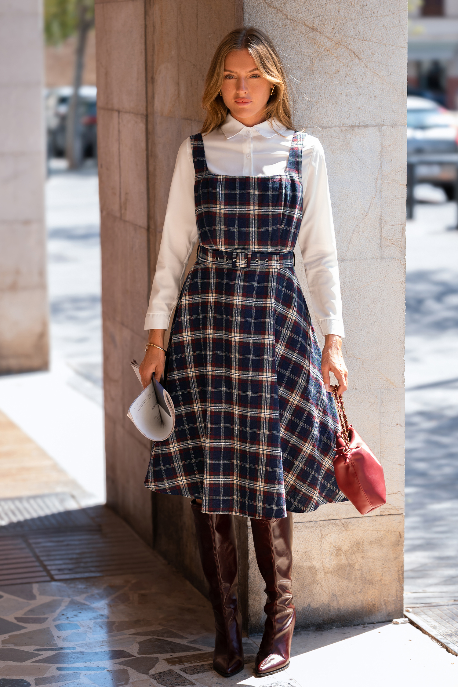 Cupshe Heritage Check Plaid Midi Dress In Multi