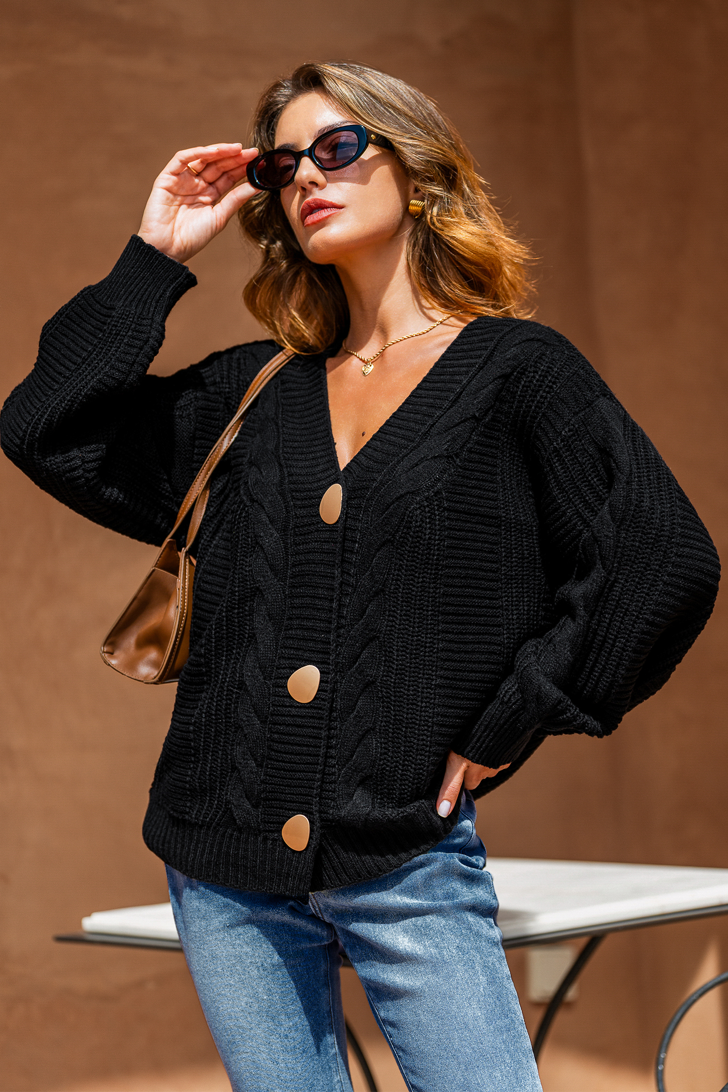 Cupshe Big Hug Black Cardigan In Multi