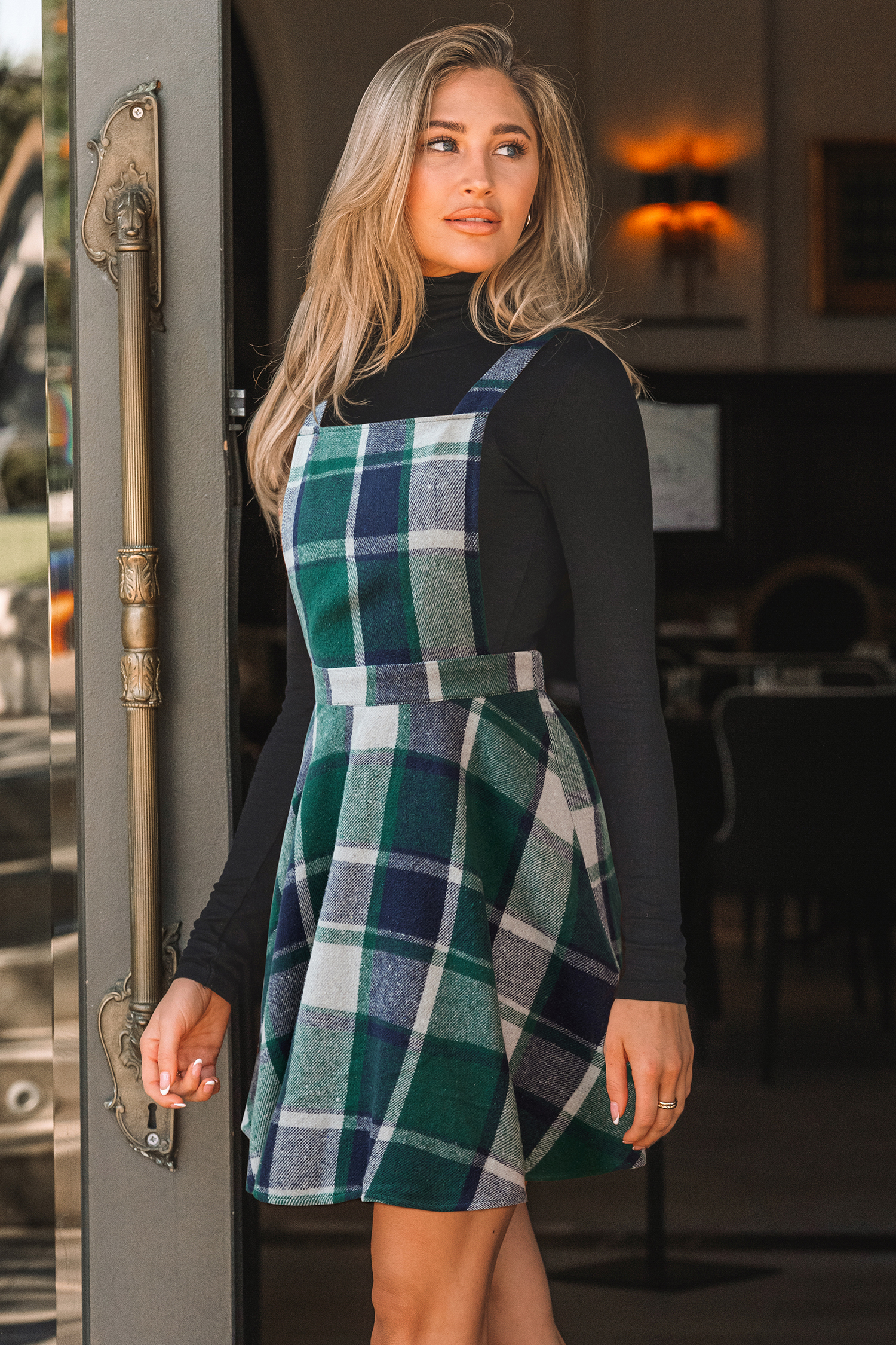 Cupshe In The Library Plaid Mini Dress In Black