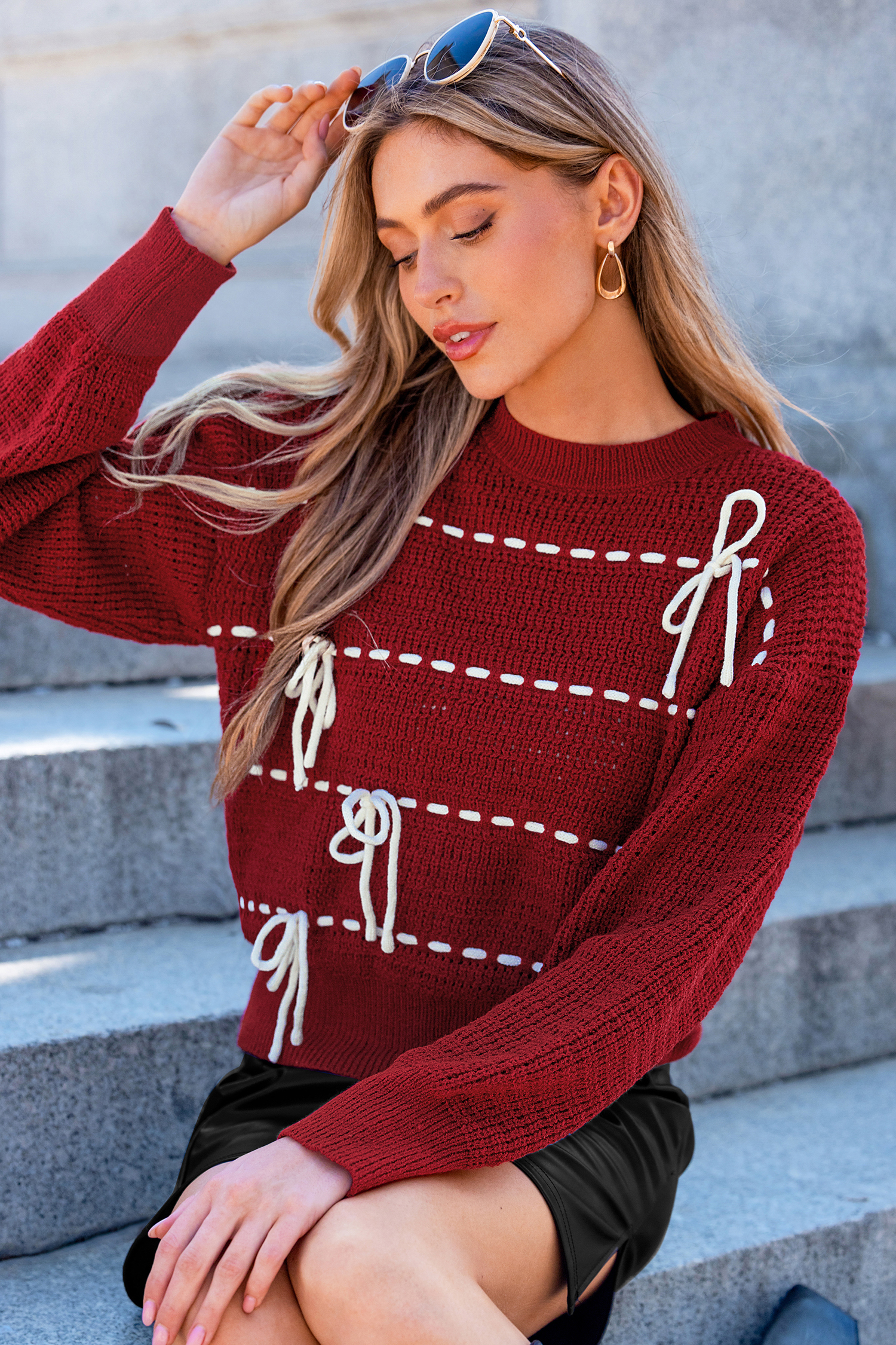 Cupshe Take A Bow Red Sweater