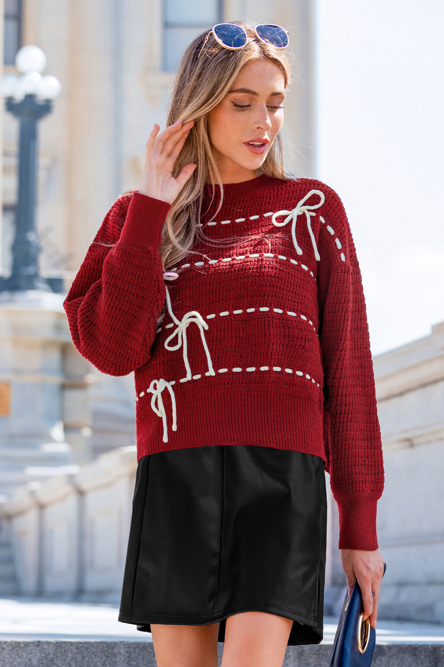 Cupshe Take A Bow Red Sweater