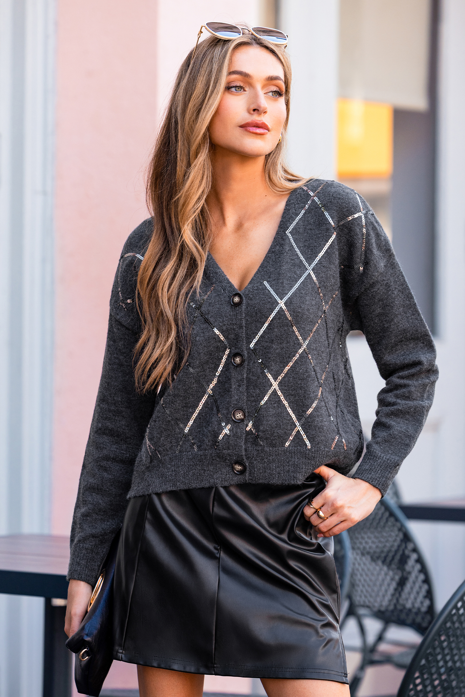 Cupshe All That Glitters Grey Cardigan
