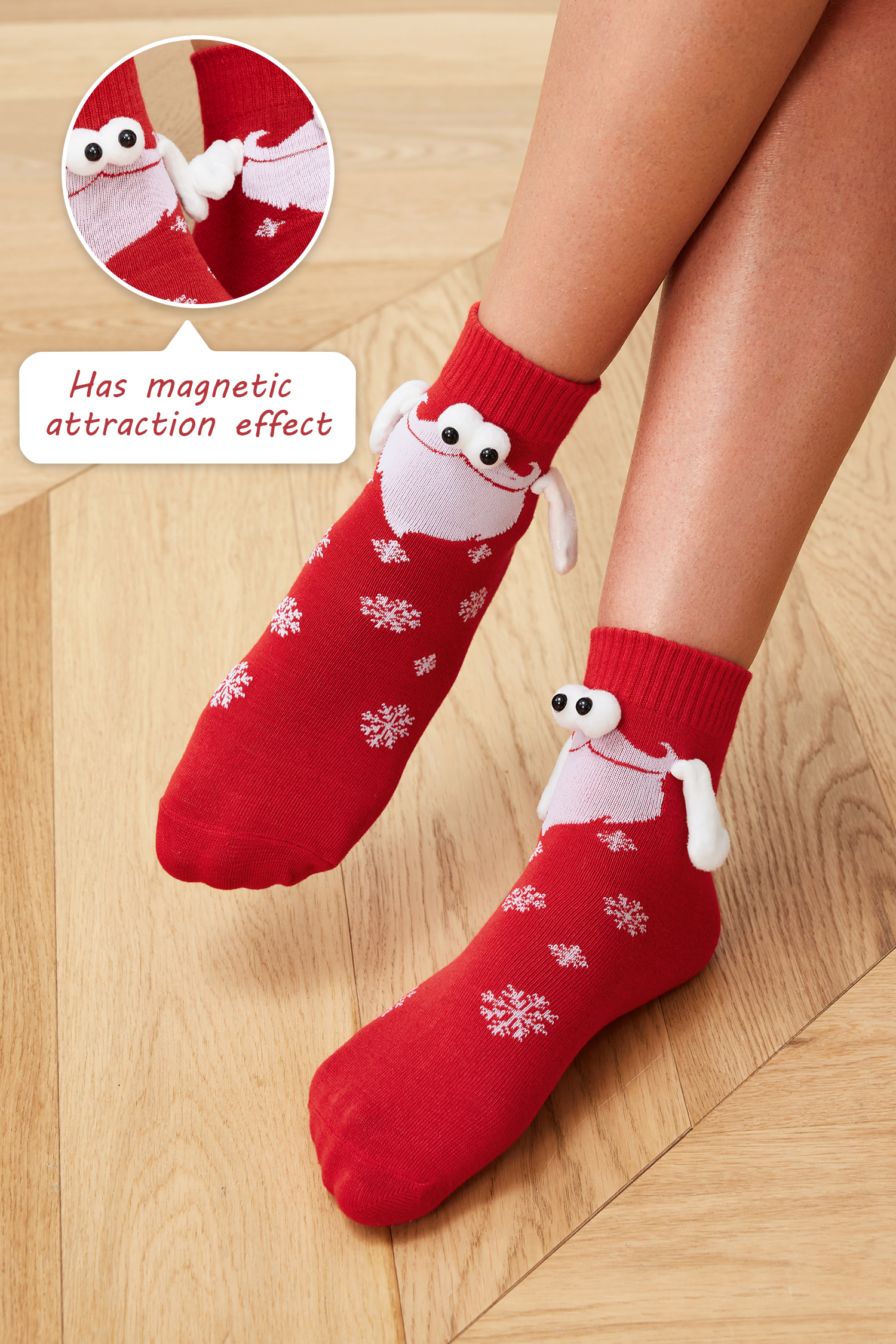 Snow Day Red Magnetic Holding Hands Socks