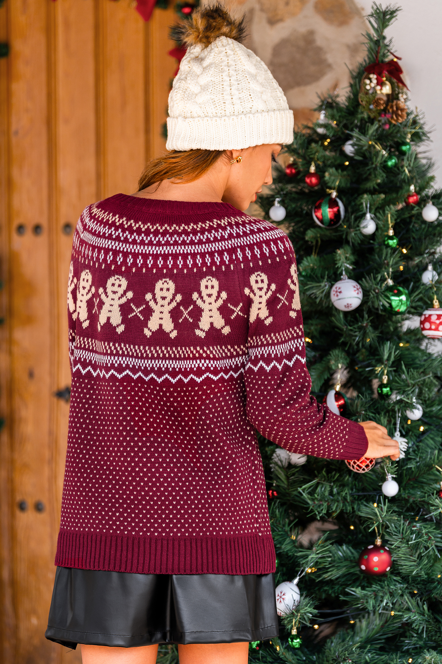 Cupshe Made With Love Christmas Sweater In Burgundy