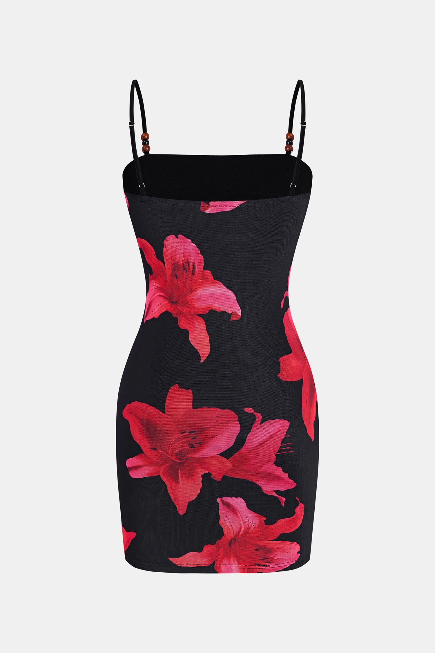 Robe courte florale col carré sans manches