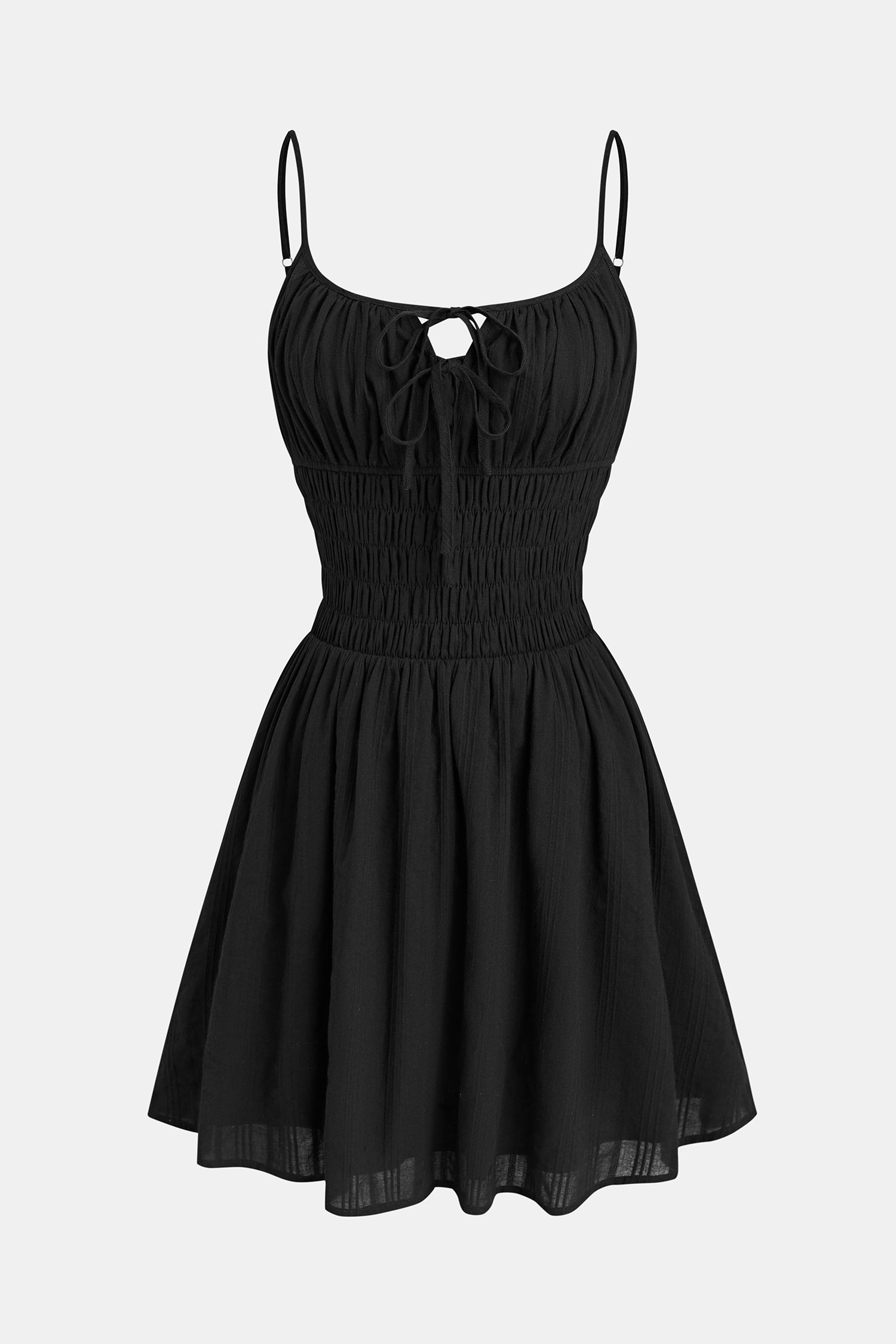 Schwarzes Ärmelloses Minikleid aus Baumwolle