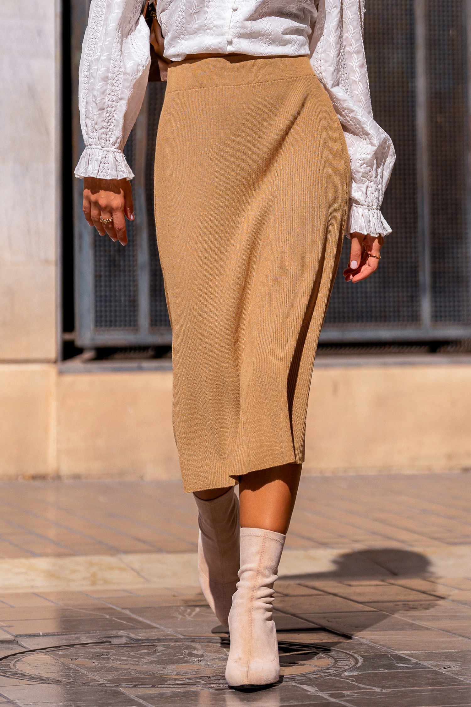 Cupshe Catching Up Khaki Midi Skirt In Brown