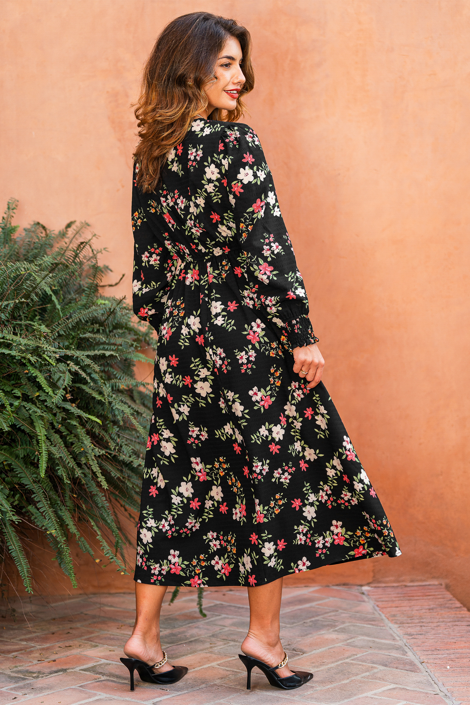 Cupshe Little Things Floral Maxi Dress In Black