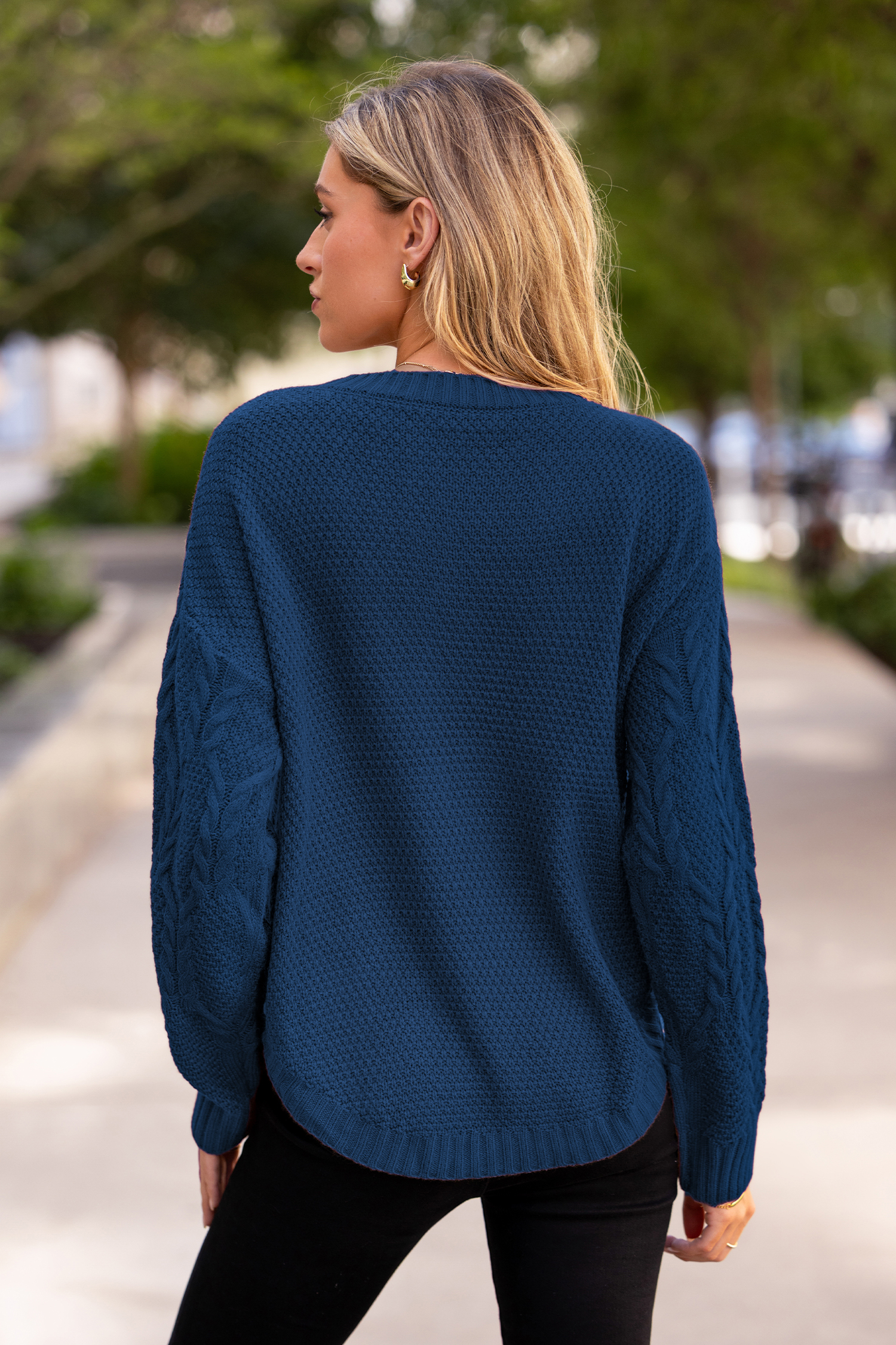 Cupshe Half Moon Blue Sweater
