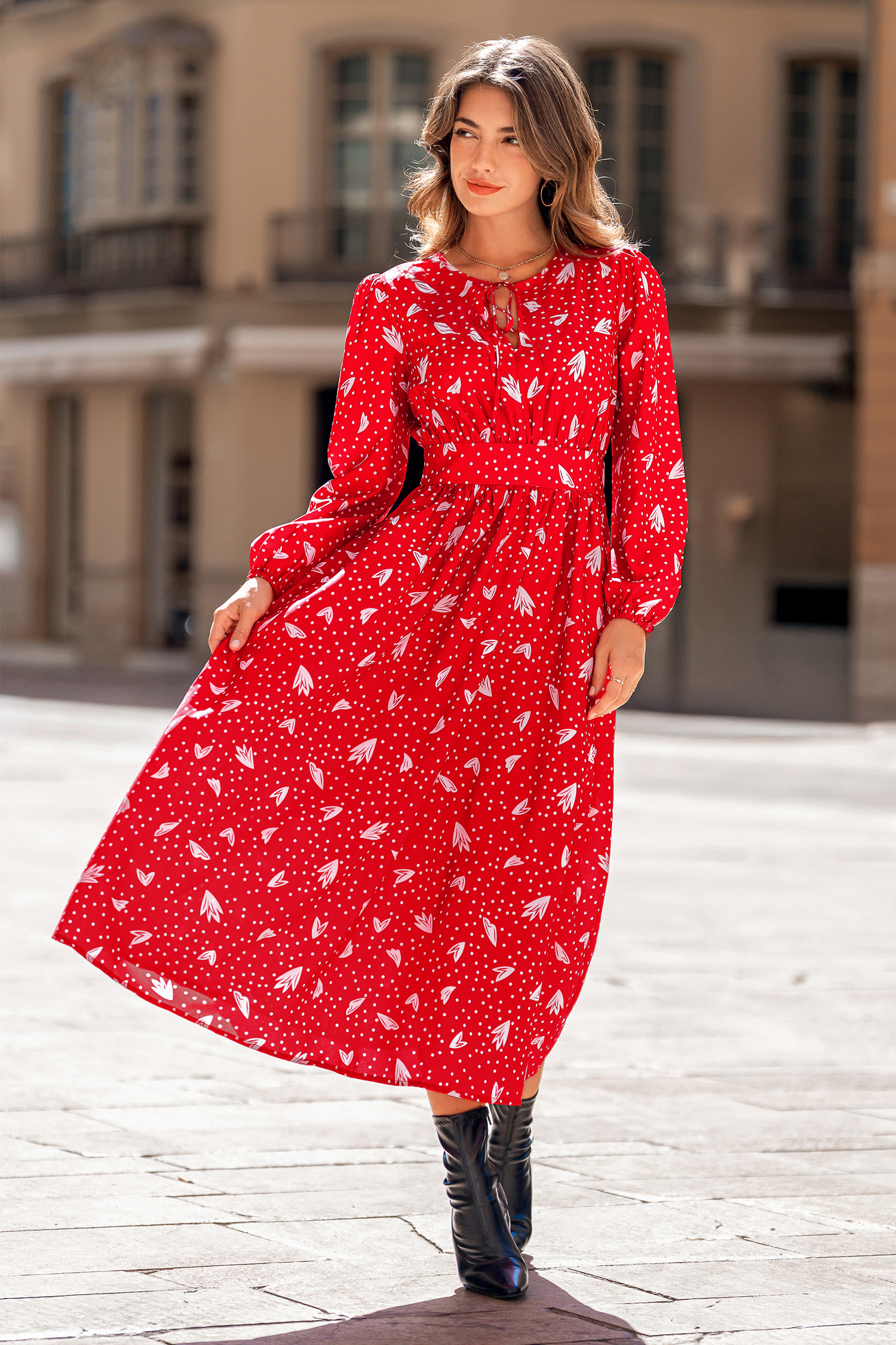 Cupshe Picnic Day Polka Dot Maxi Dress In Red