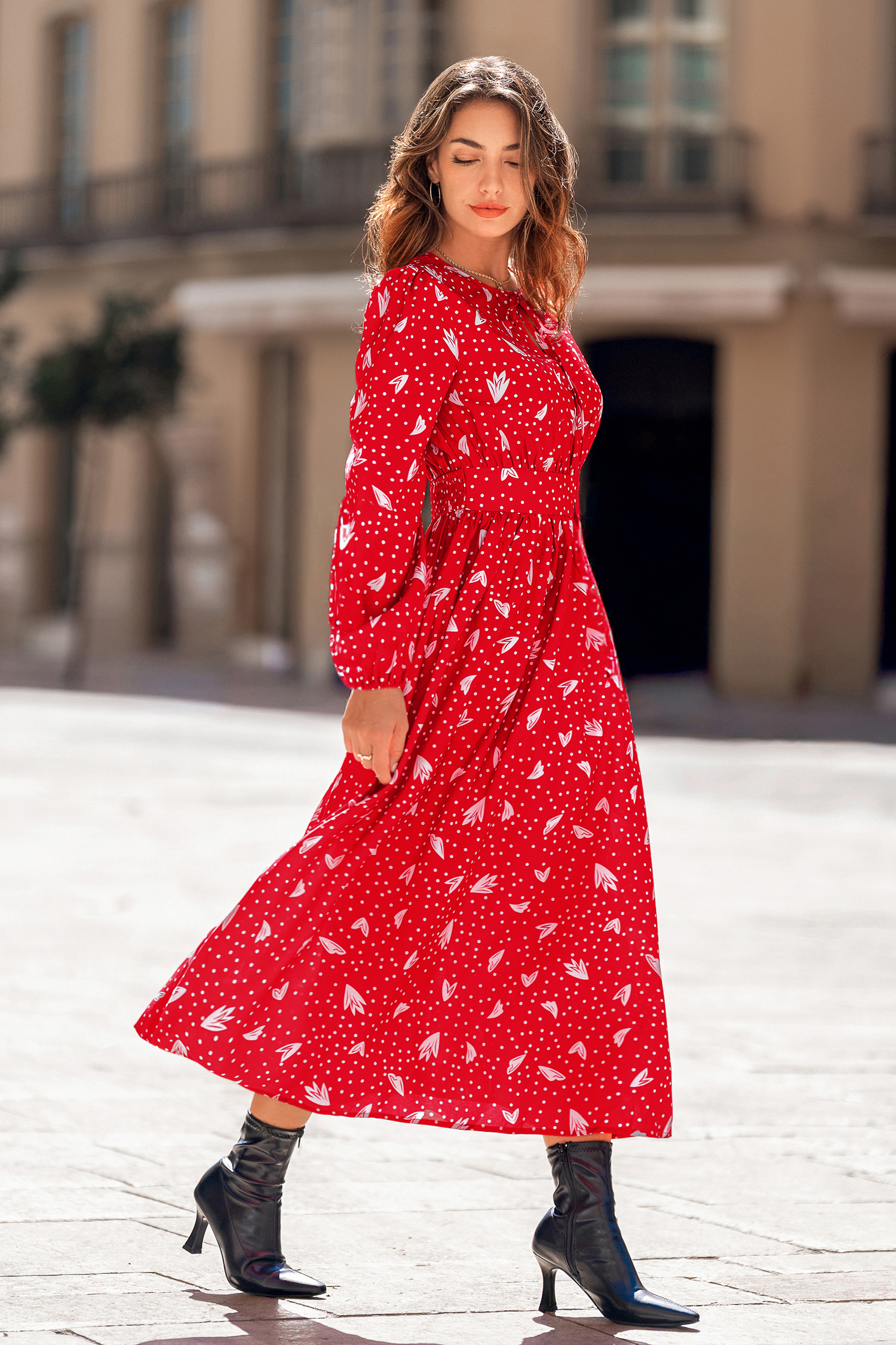 Cupshe Picnic Day Polka Dot Maxi Dress In Red