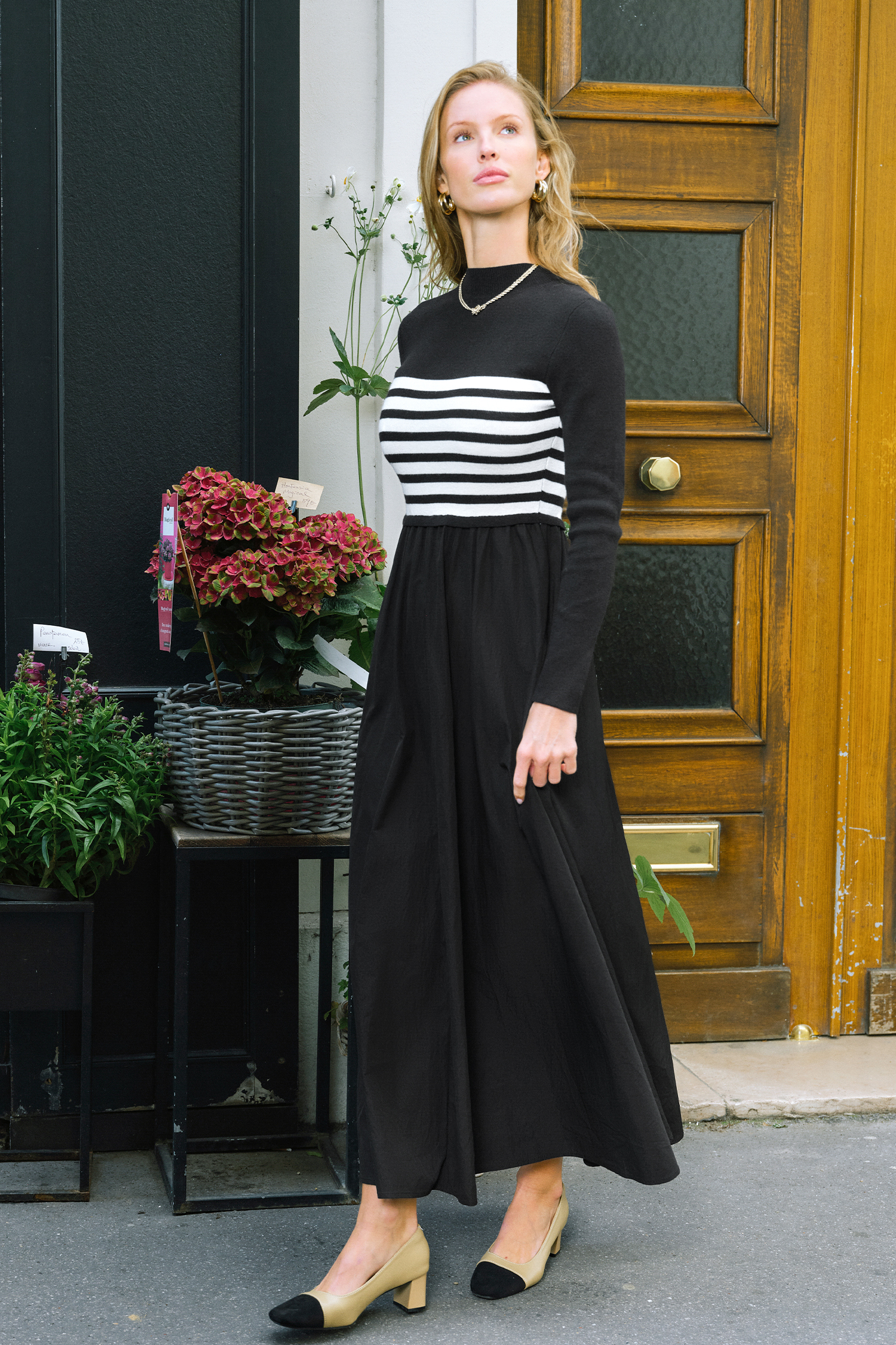 Cupshe City Muse Striped Sweater Dress In Black