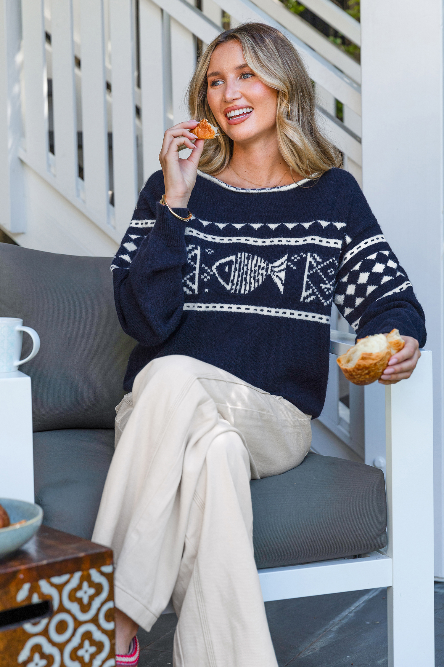 Cupshe Off The Hook Blue Sweater