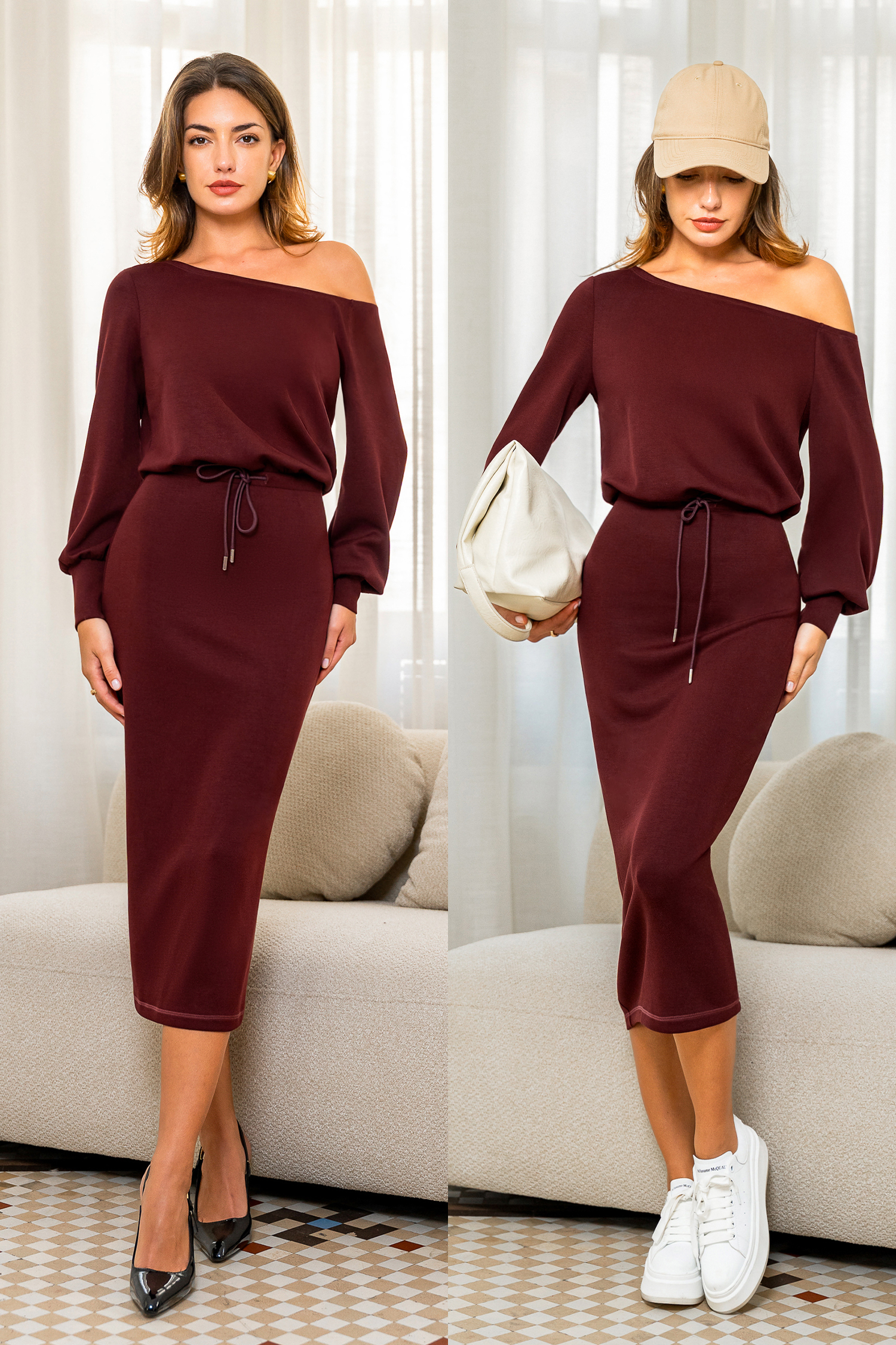 Abito midi rosso Front & Center