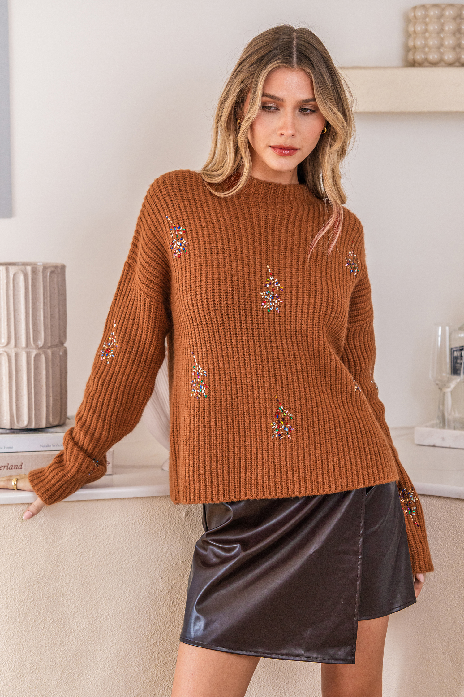 Cupshe Just Warming Up Orange Sweater In Brown