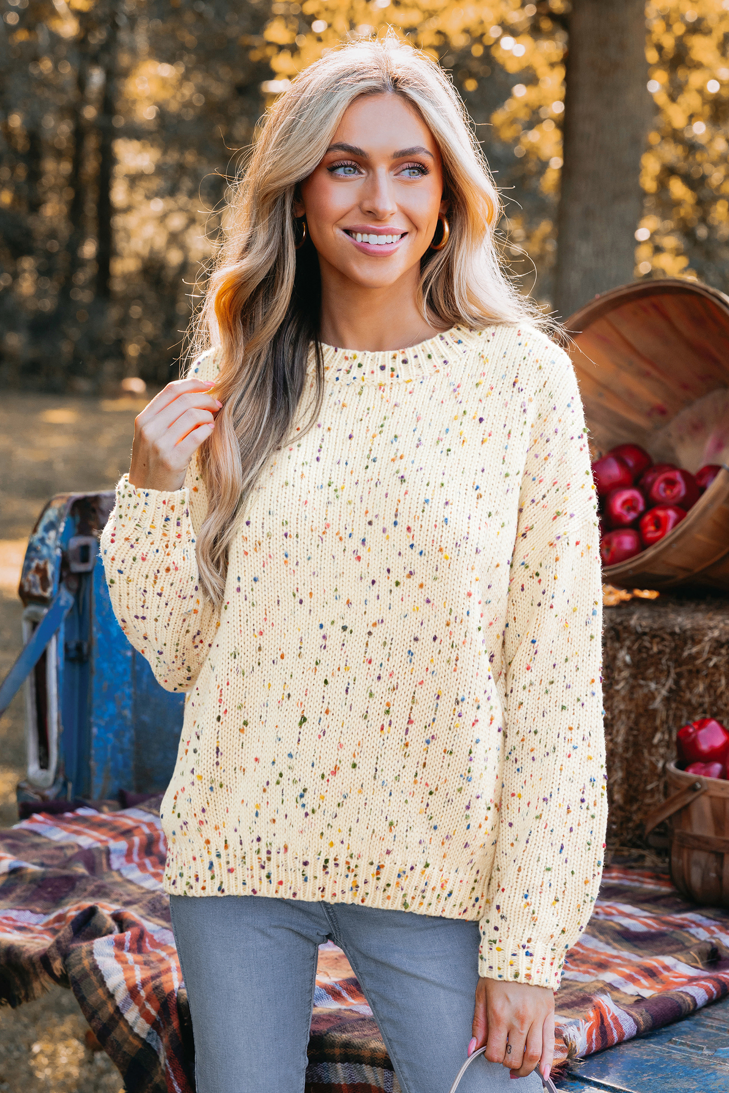 Cupshe Crème Brûlée Cream Sweater