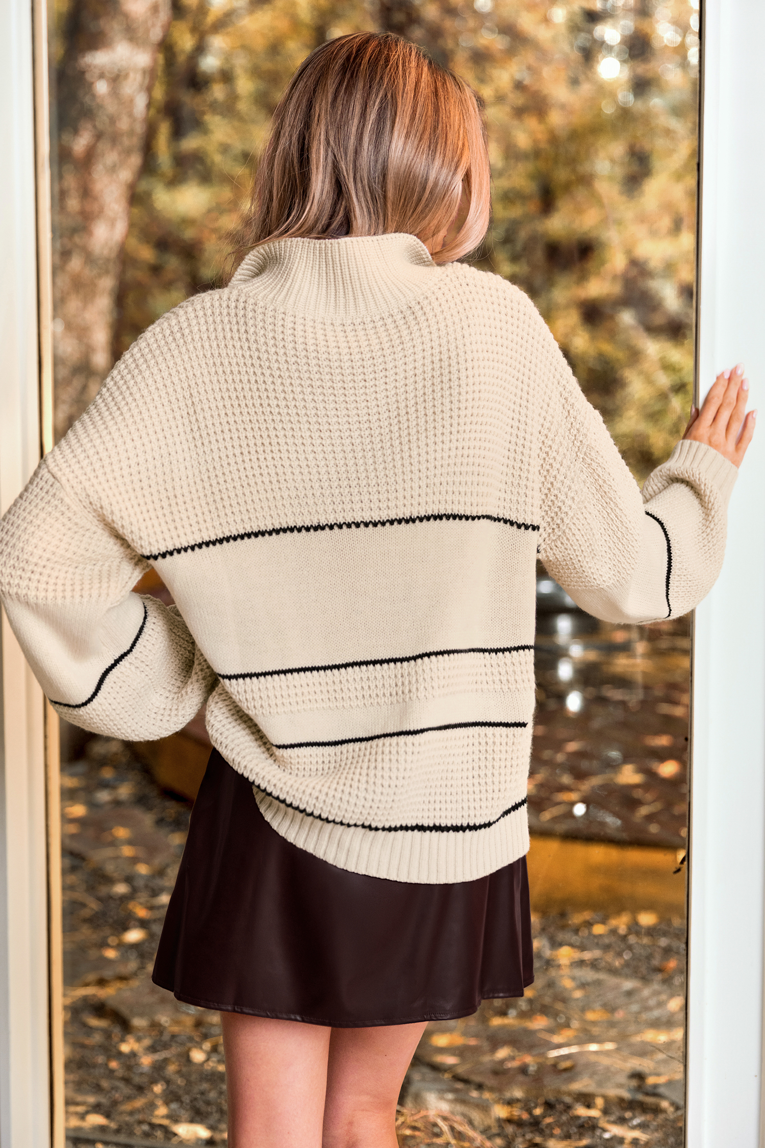 Cupshe Acting Natural Striped Sweater In White
