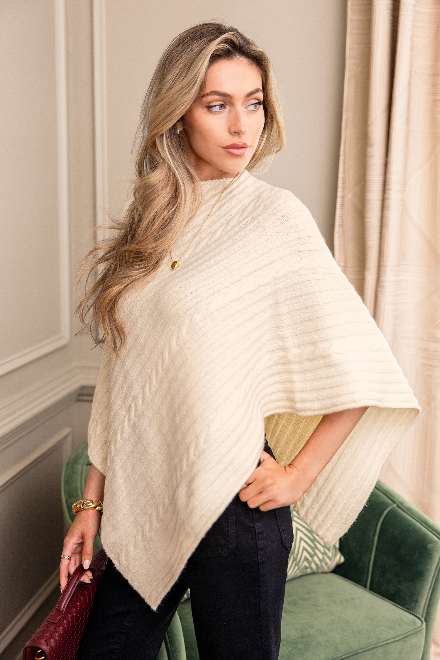 Maglione poncho bianco Mademoiselle