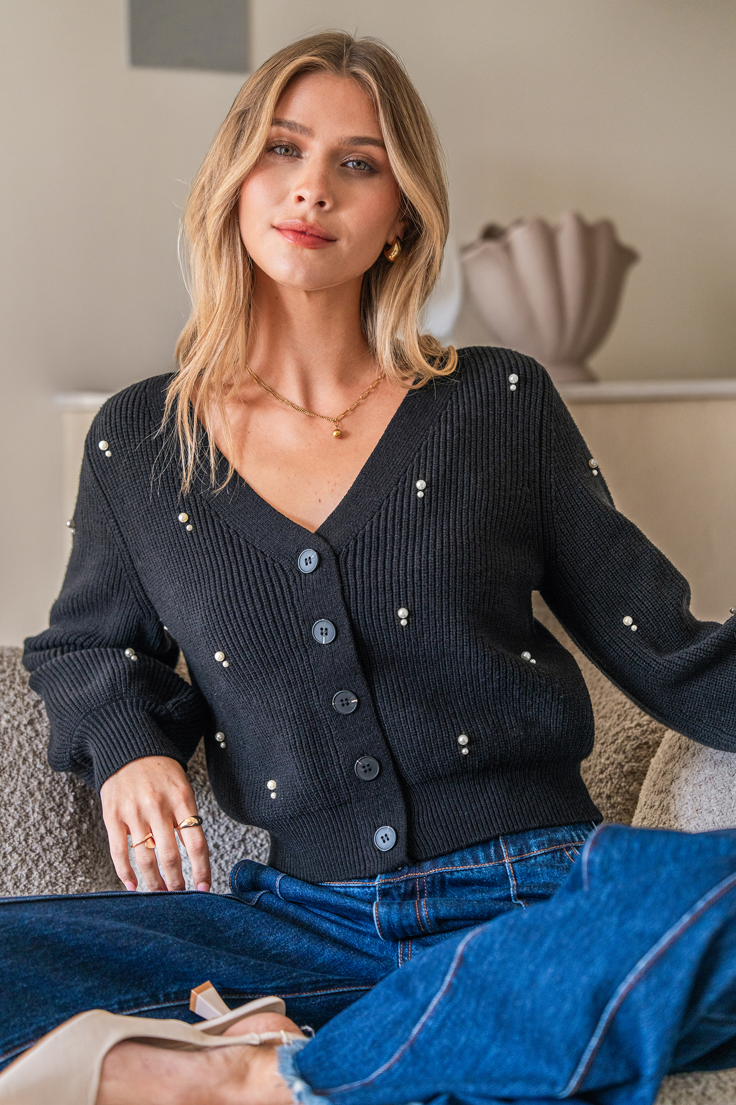 Between Seasons Black Cardigan