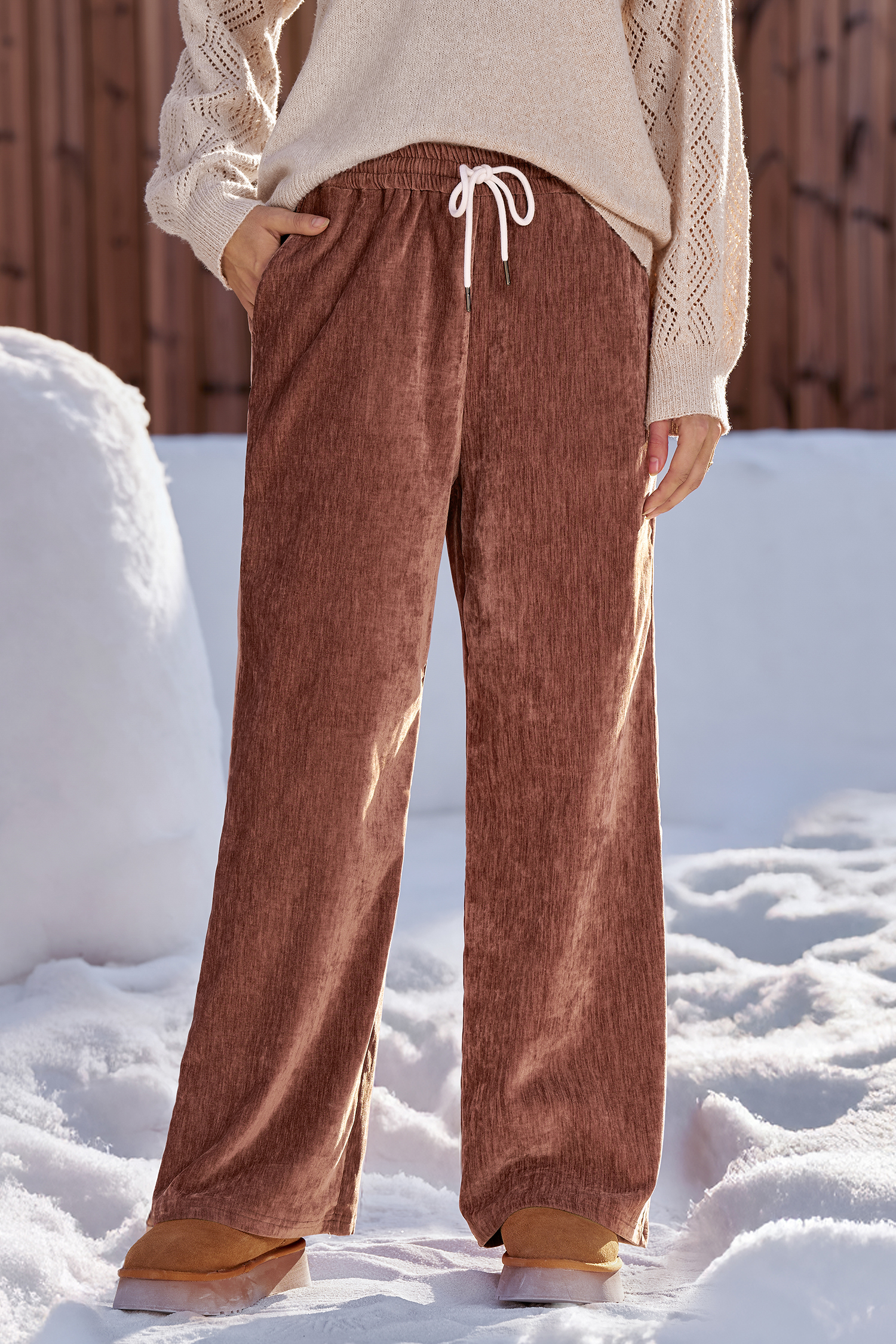 Cupshe Ballet Ribbon Brown Pants In Brown