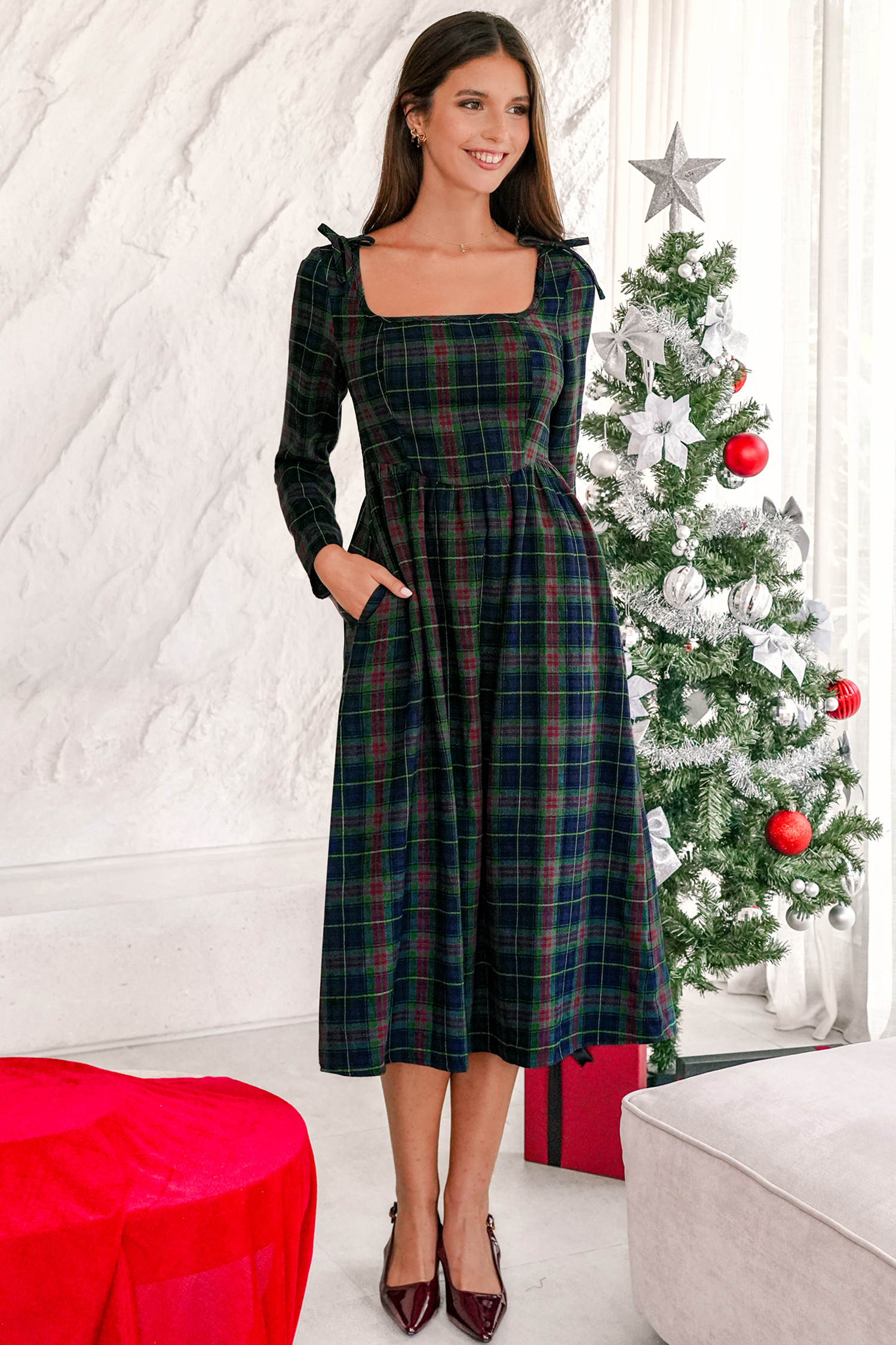 Mini abito scozzese preppy