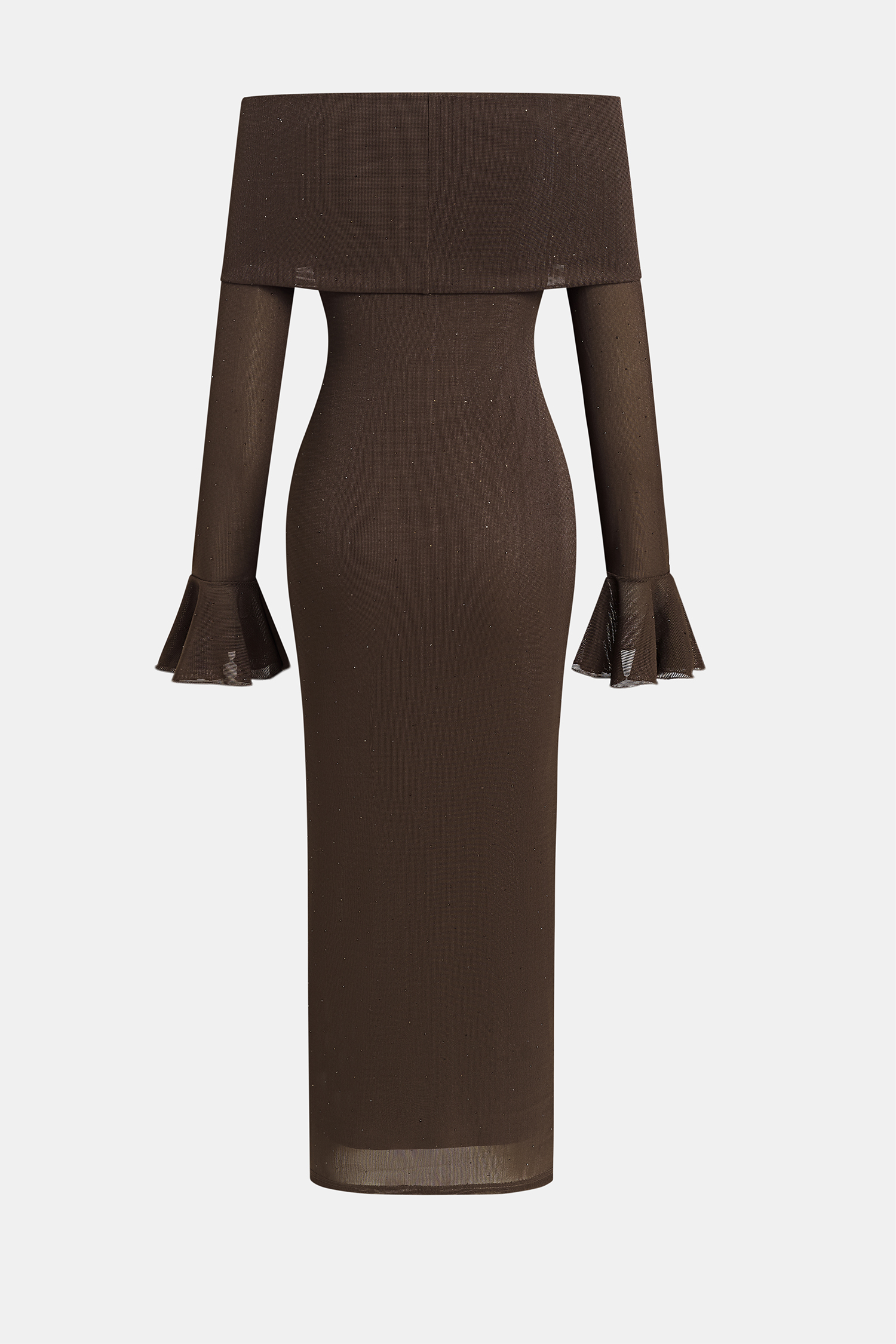 Robe marron épaule dénudée