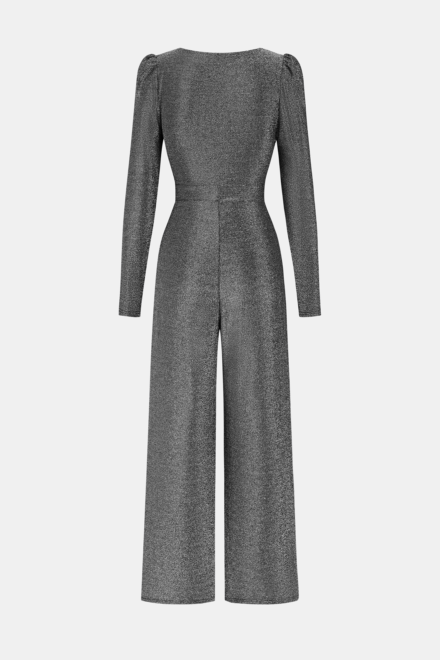 Dunkelgrauer Tiefer Ausschnitt Wide-Leg Jumpsuit