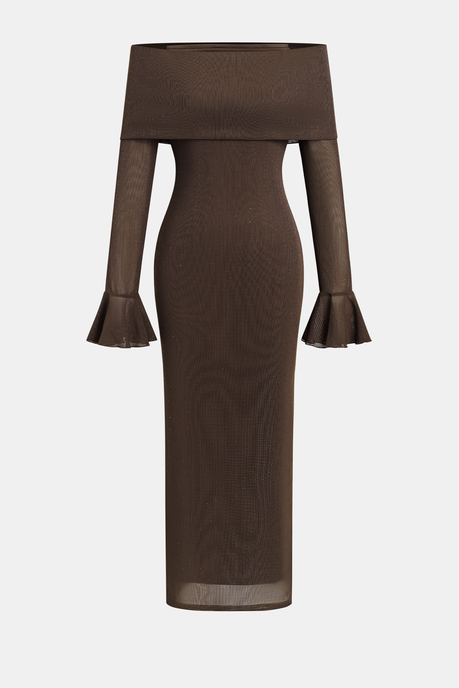 Robe marron épaule dénudée