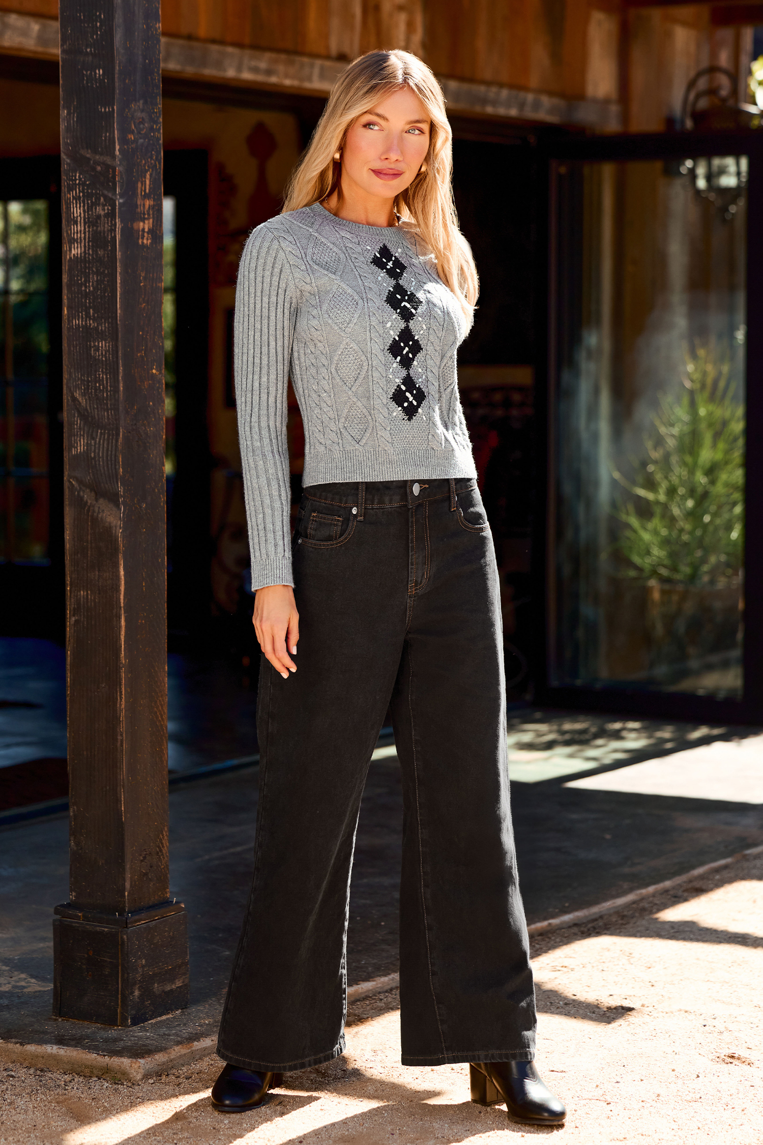 Cupshe Bookish Argyle Sweater In Gray