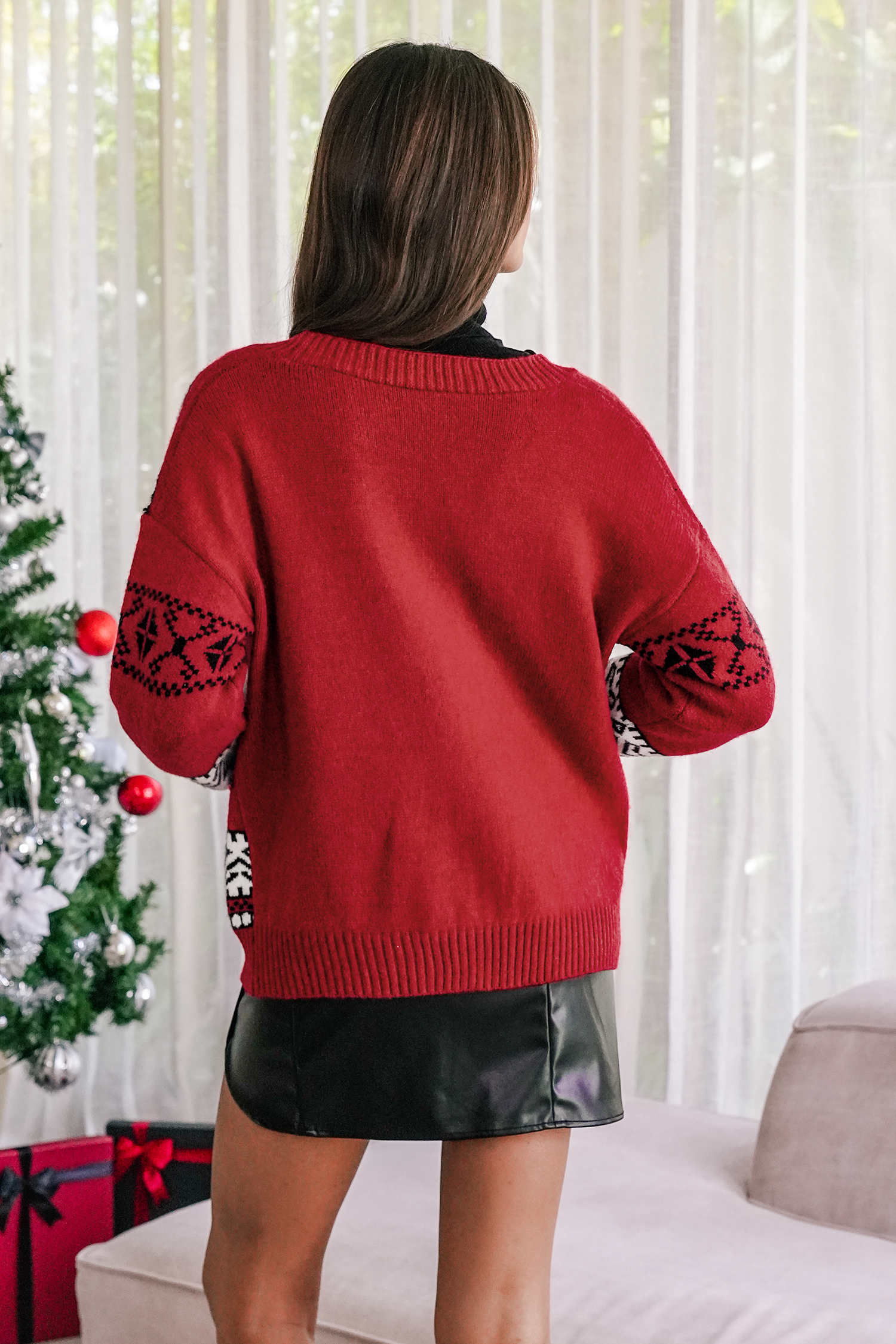 Cupshe Sleigh Ride Christmas Cardigan In Red